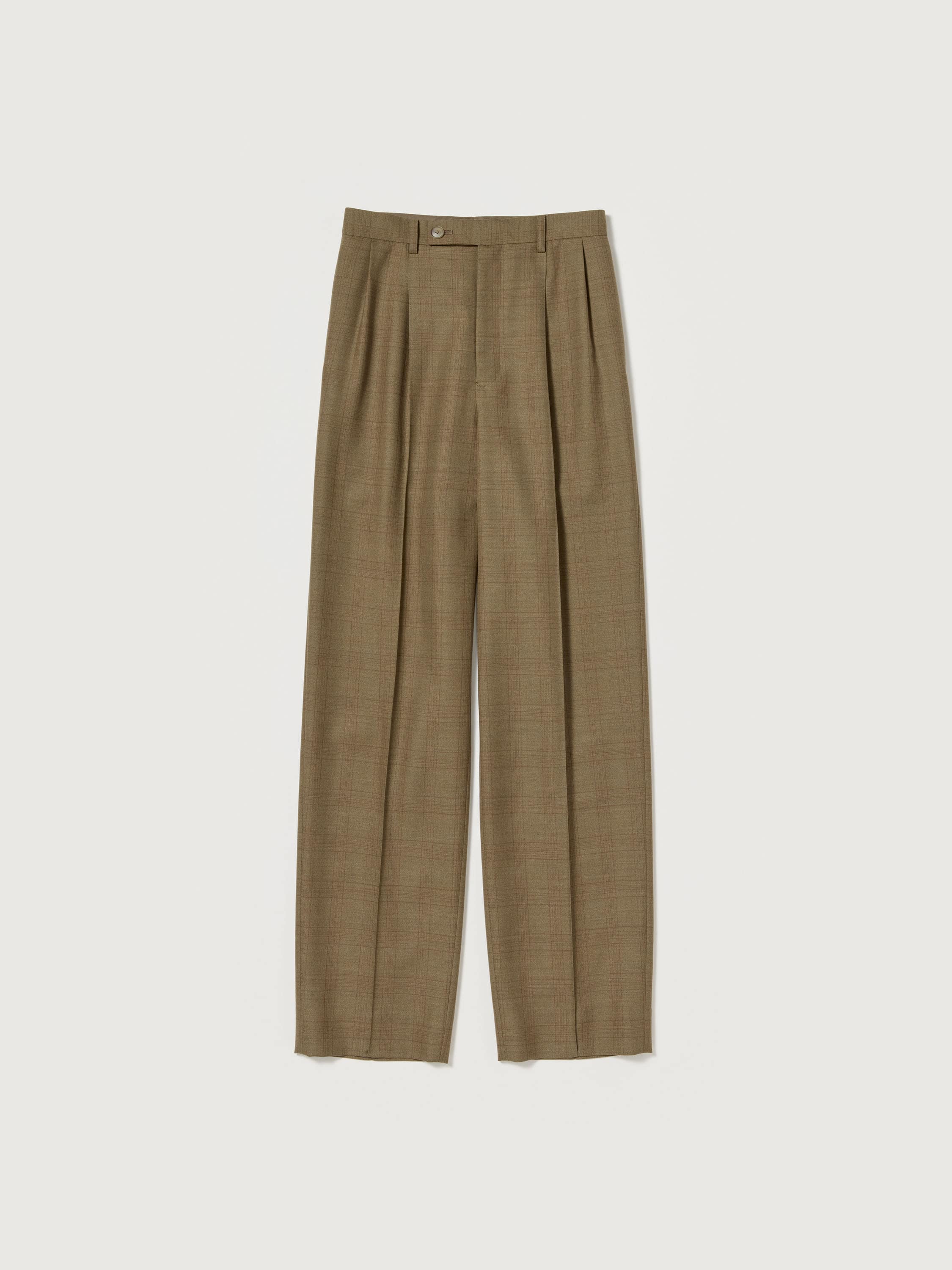 BLUEFACED WOOL TWO-TUCK SLACKS 詳細画像 BROWN CHECK 5