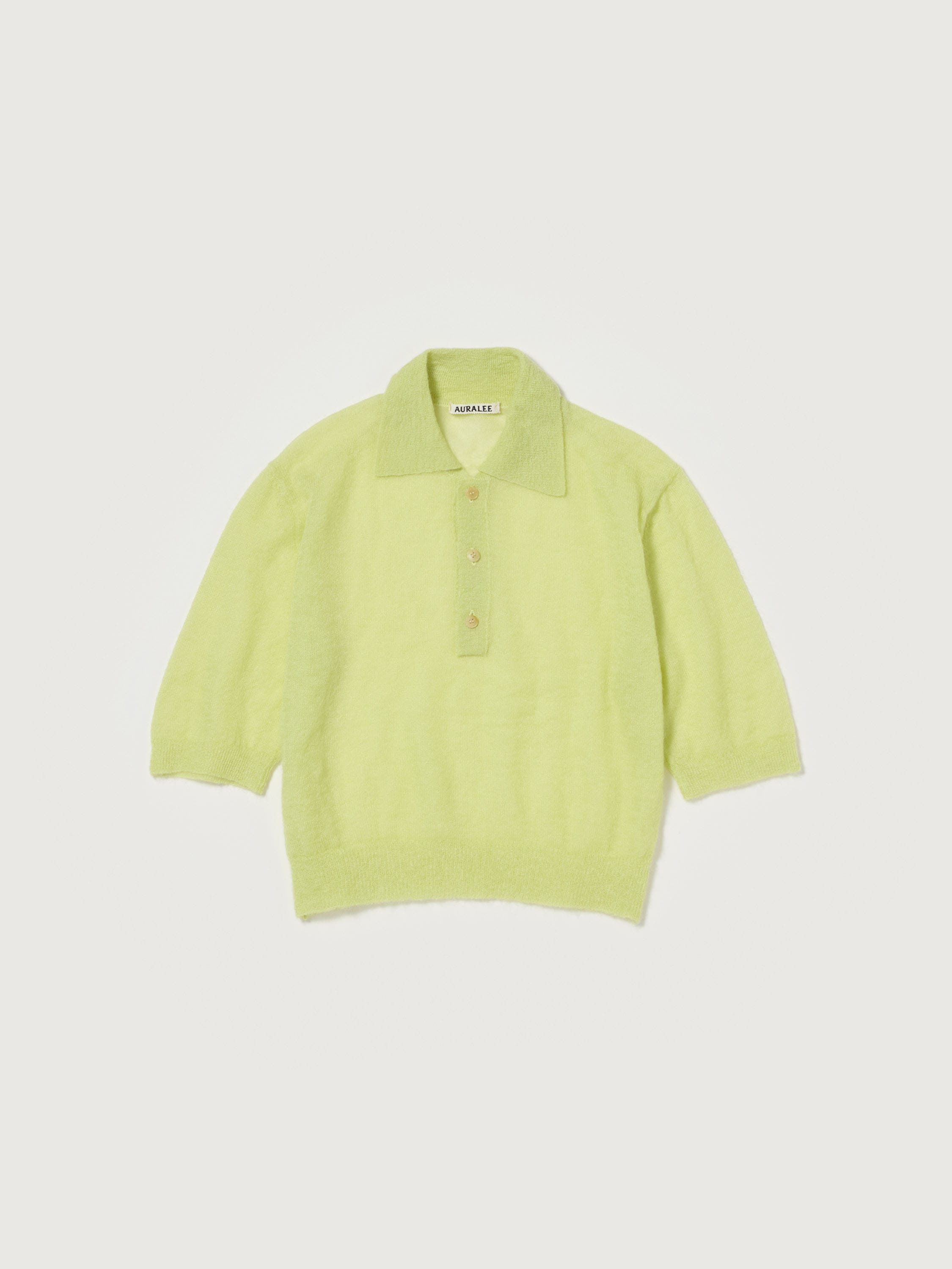 KID MOHAIR SHEER KNIT POLO 詳細画像 LIME YELLOW 1