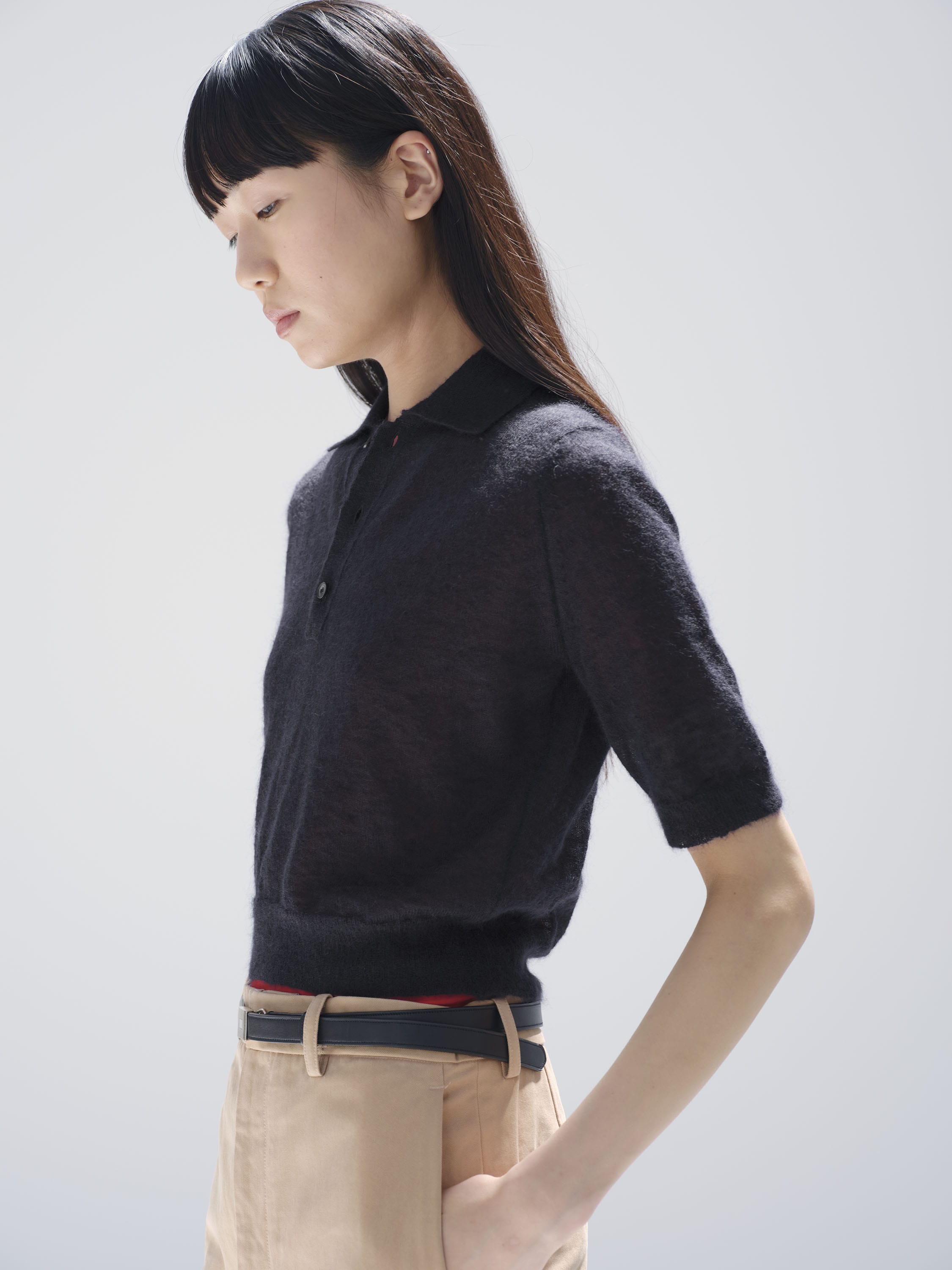 KID MOHAIR SHEER KNIT POLO 詳細画像 NAVY 3