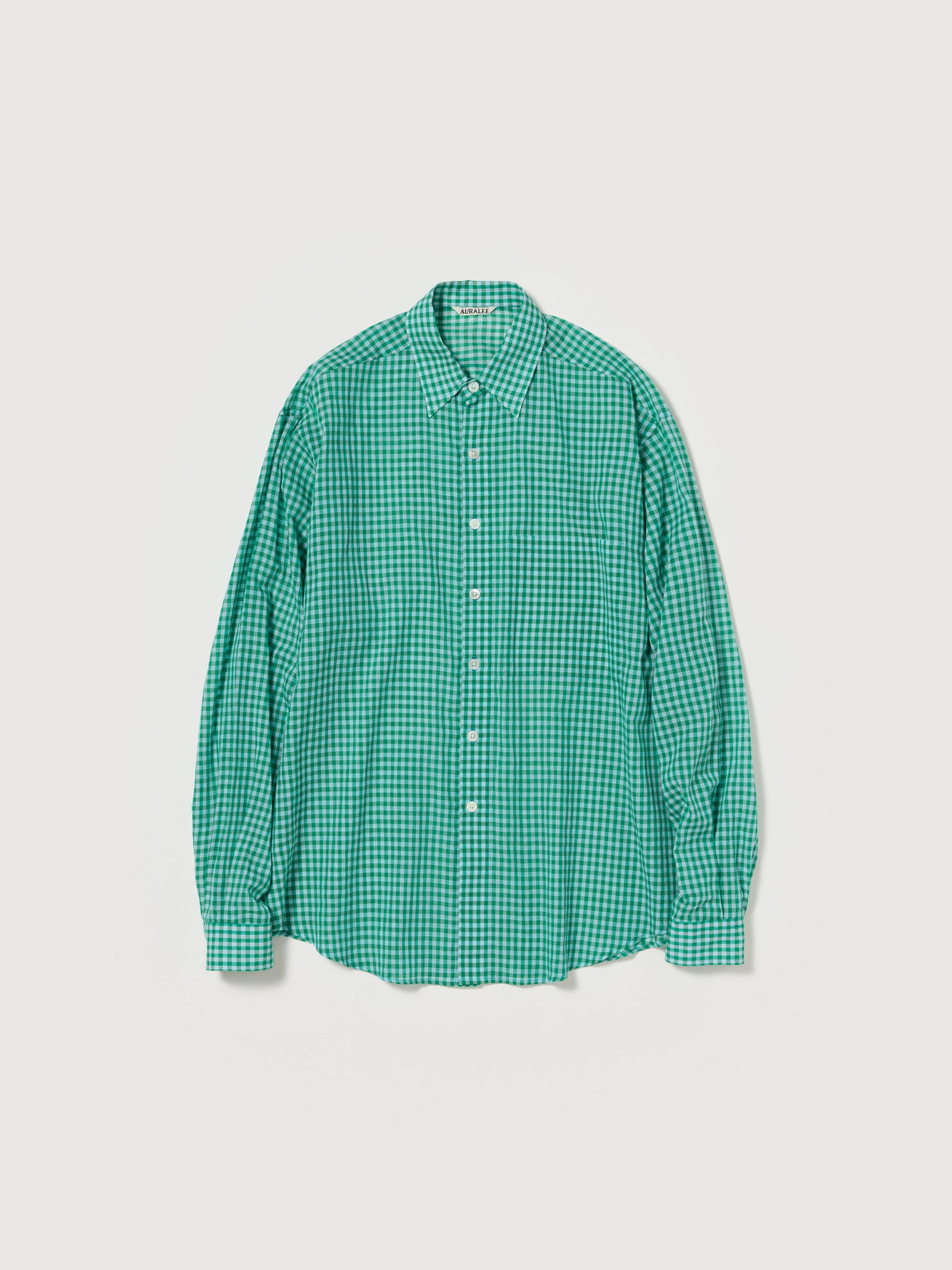 AIRY LIGHT COTTON CHECK BIG SHIRT 詳細画像 GREEN GINGHAM CHECK 1