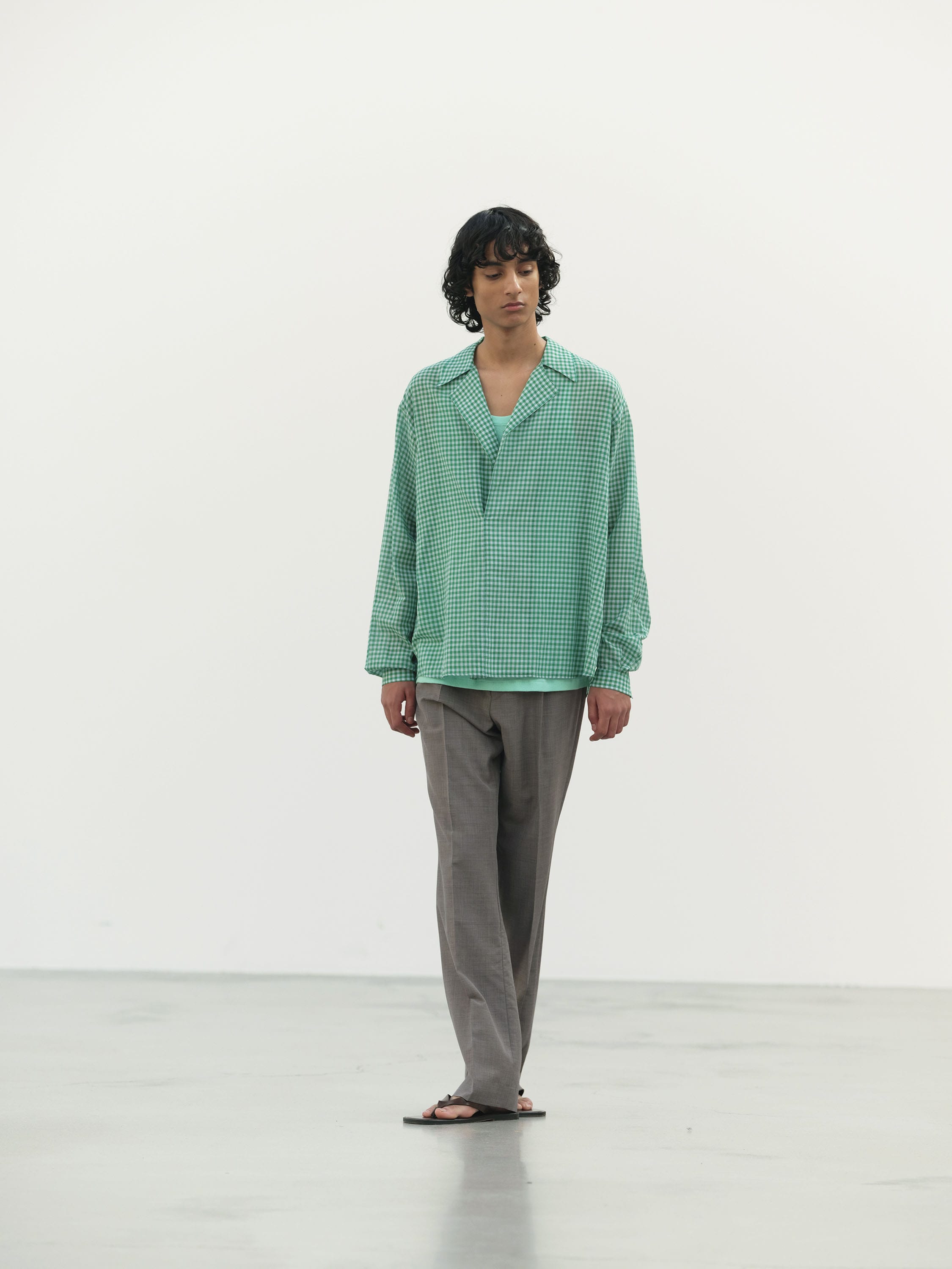 AIRY LIGHT COTTON CHECK P/O SHIRT 詳細画像 GREEN GINGHAM CHECK 3