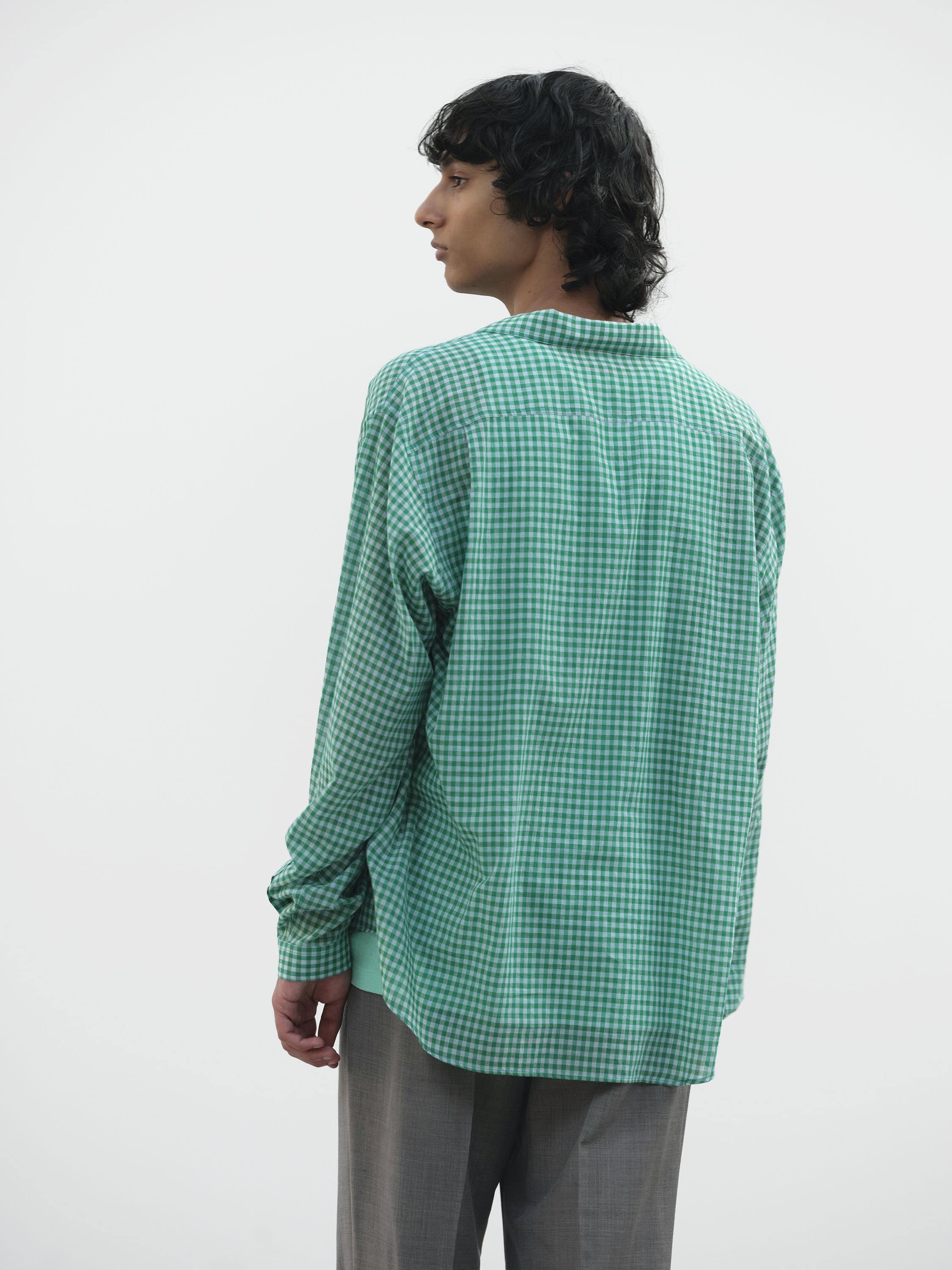 AIRY LIGHT COTTON CHECK P/O SHIRT 詳細画像 GREEN GINGHAM CHECK 4