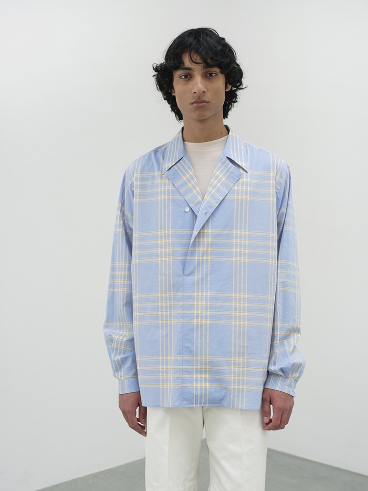 WASHED FINX TYPEWRITER CHECK P/O SHIRT