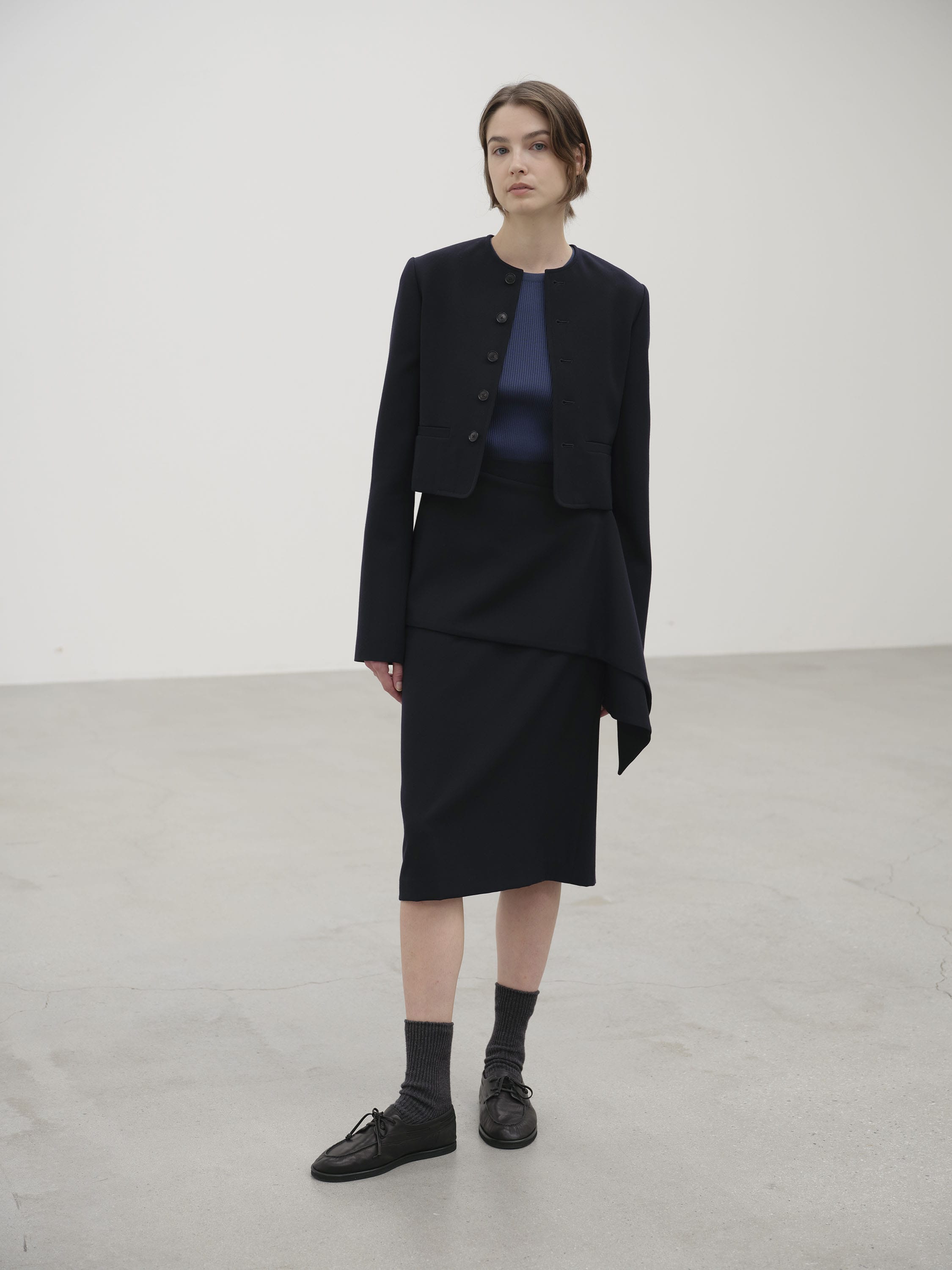 HIGH DENSITY WOOL TWILL SKIRT 詳細画像 DARK NAVY 1