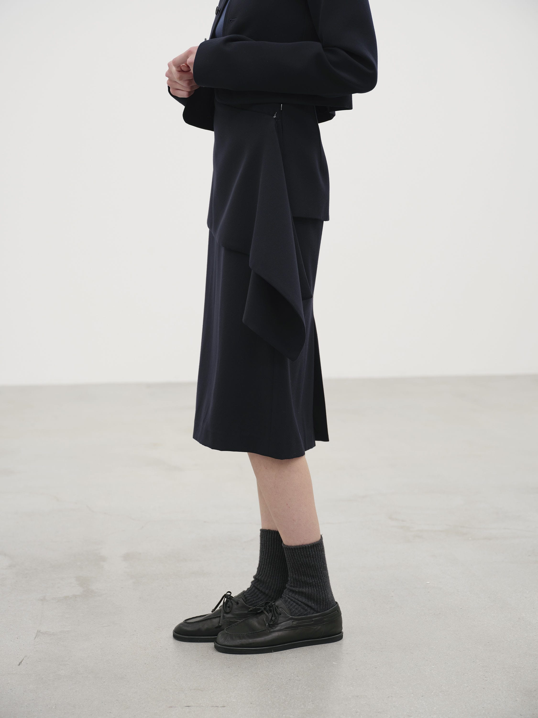 HIGH DENSITY WOOL TWILL SKIRT 詳細画像 DARK NAVY 3