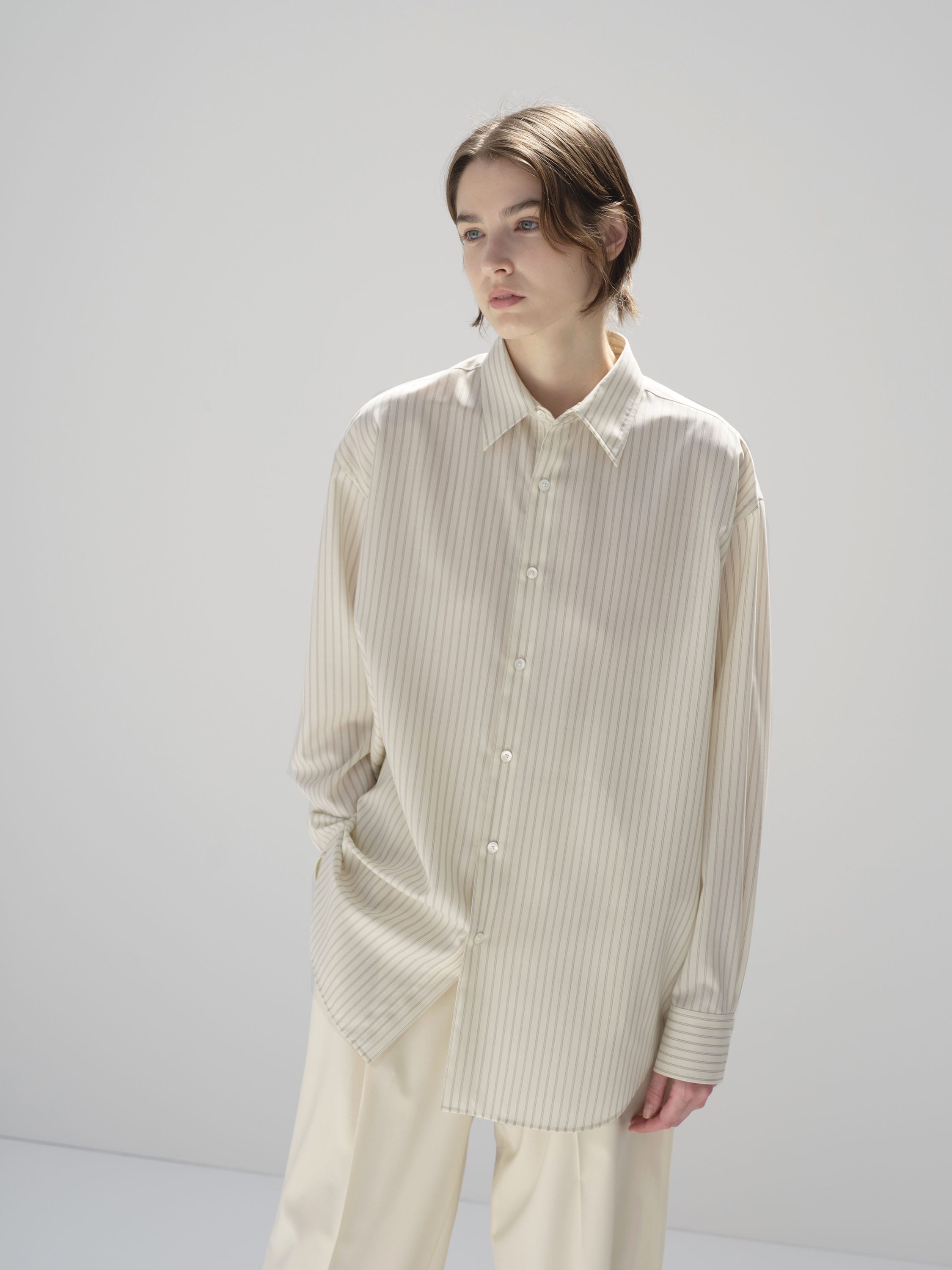 SUPER FINE WOOL STRIPE SHIRT 詳細画像 IVORY STRIPE 2