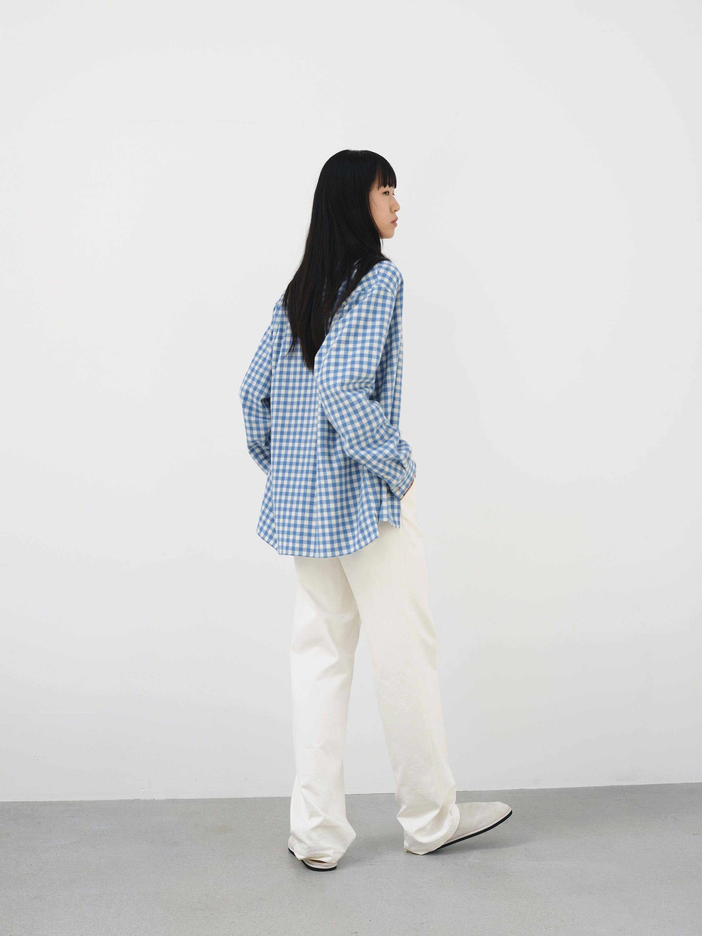 AIRY SMOOTH CASHMERE SHIRT BLOUSON 詳細画像 LIGHT BLUE GINGHAM CHECK 4