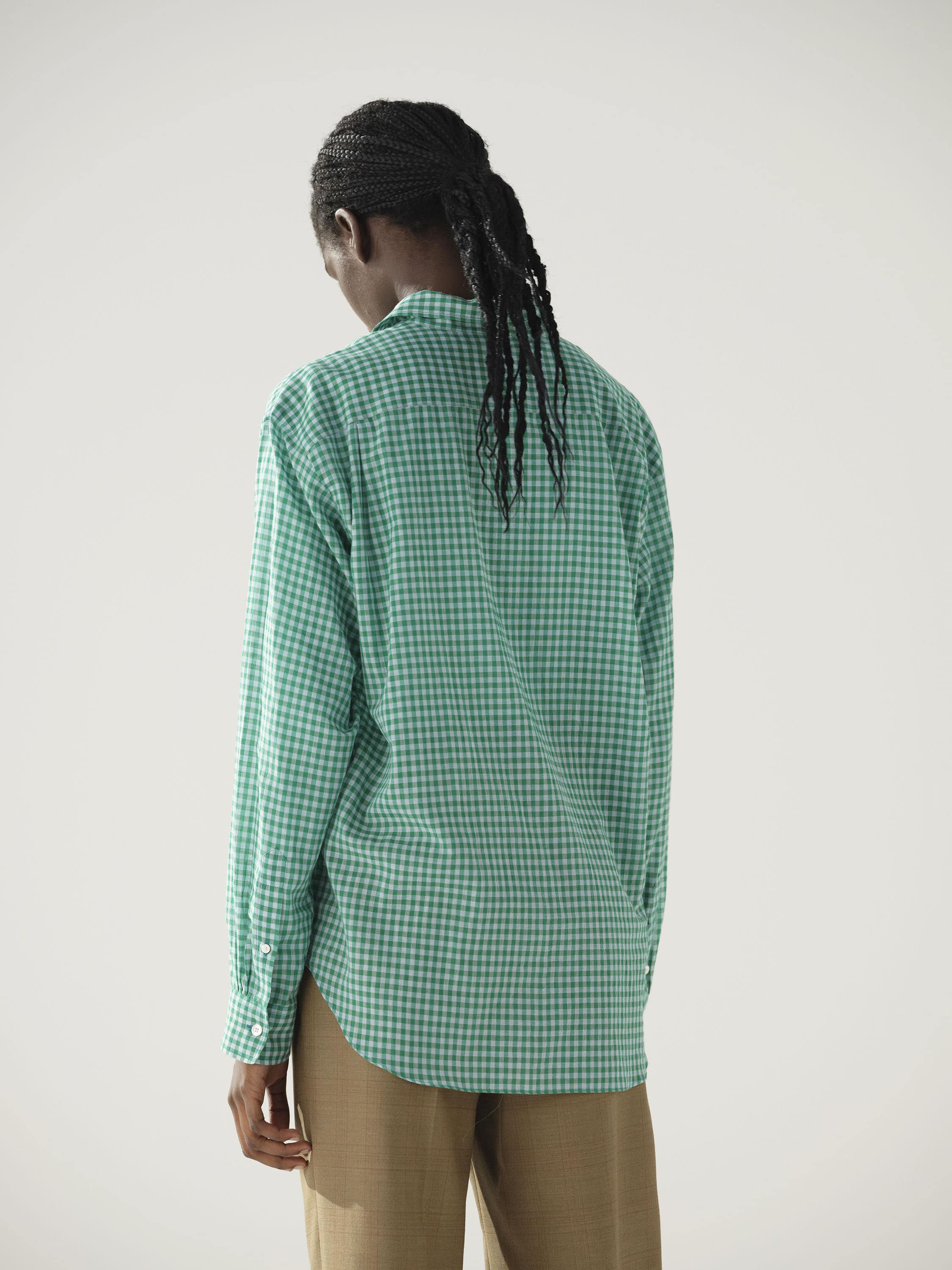 AIRY LIGHT COTTON CHECK BIG SHIRT 詳細画像 GREEN GINGHAM CHECK 3