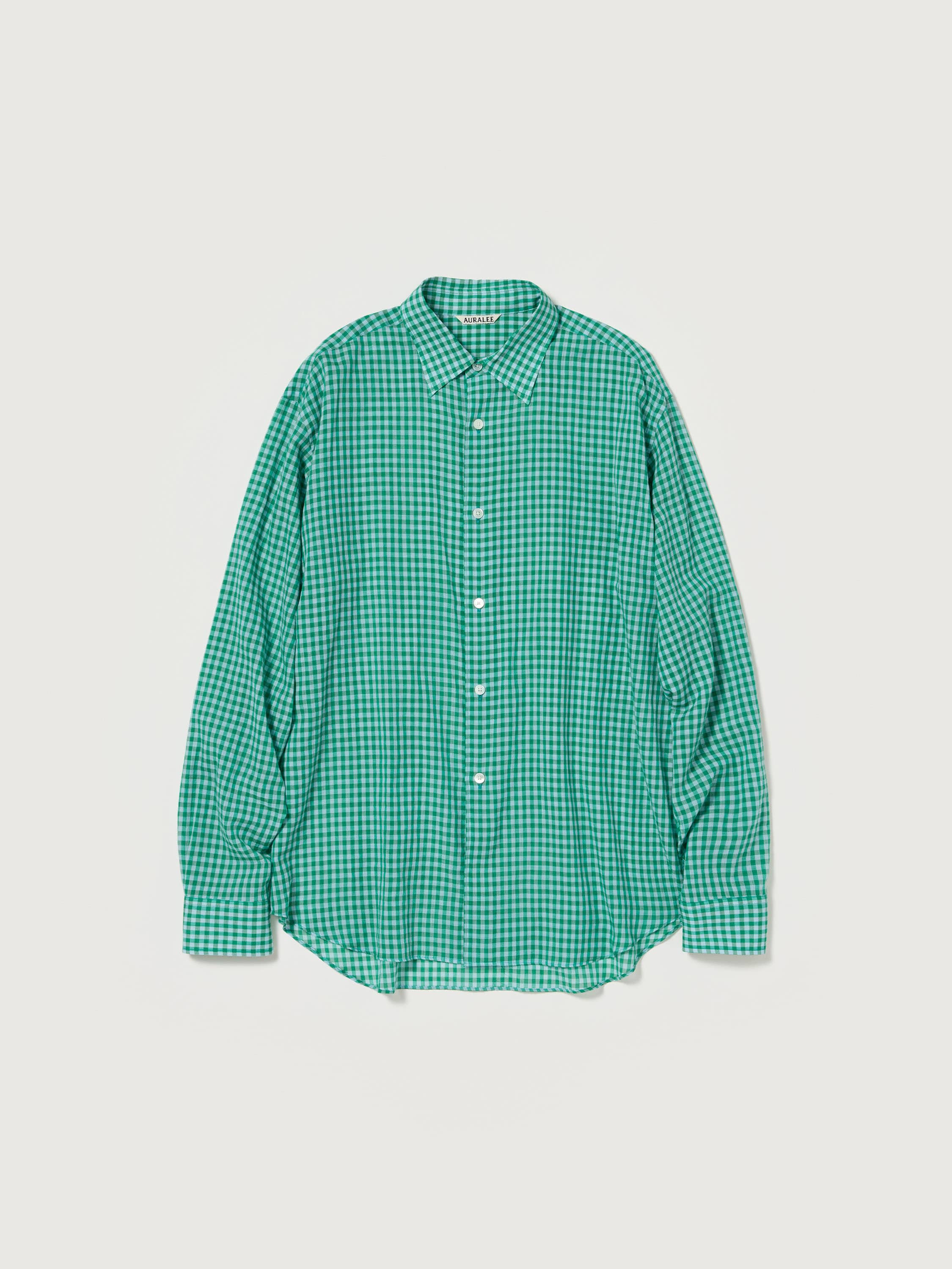 AIRY LIGHT COTTON CHECK BIG SHIRT 詳細画像 GREEN GINGHAM CHECK 4