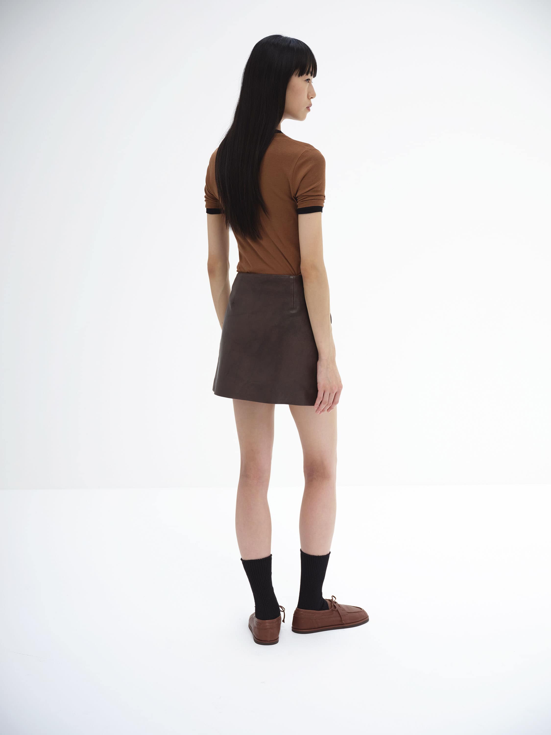 LAMB LEATHER MINI SKIRT 詳細画像 BROWN 4