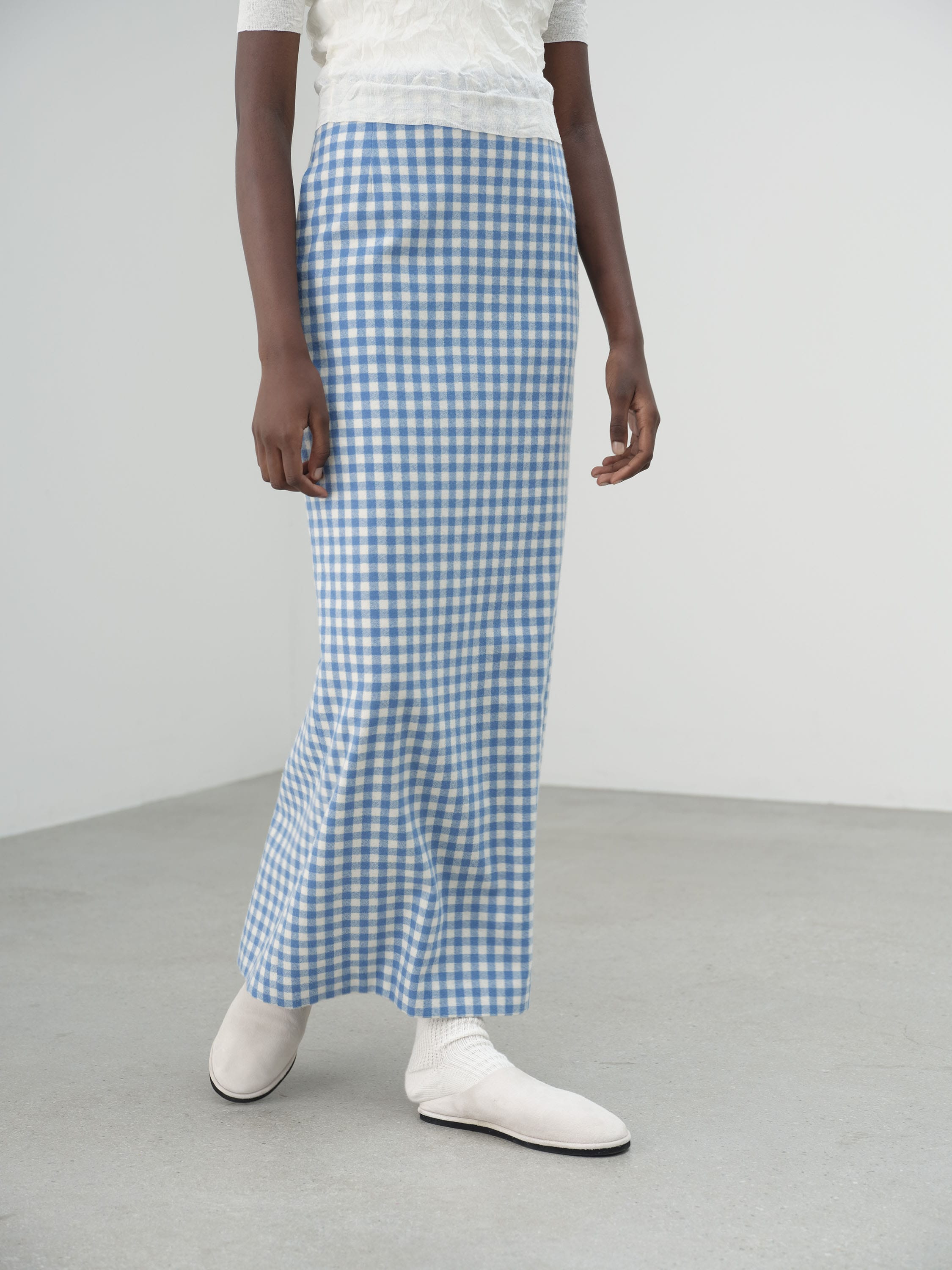 AIRY SMOOTH CASHMERE SKIRT 詳細画像 LIGHT BLUE GINGHAM CHECK 2