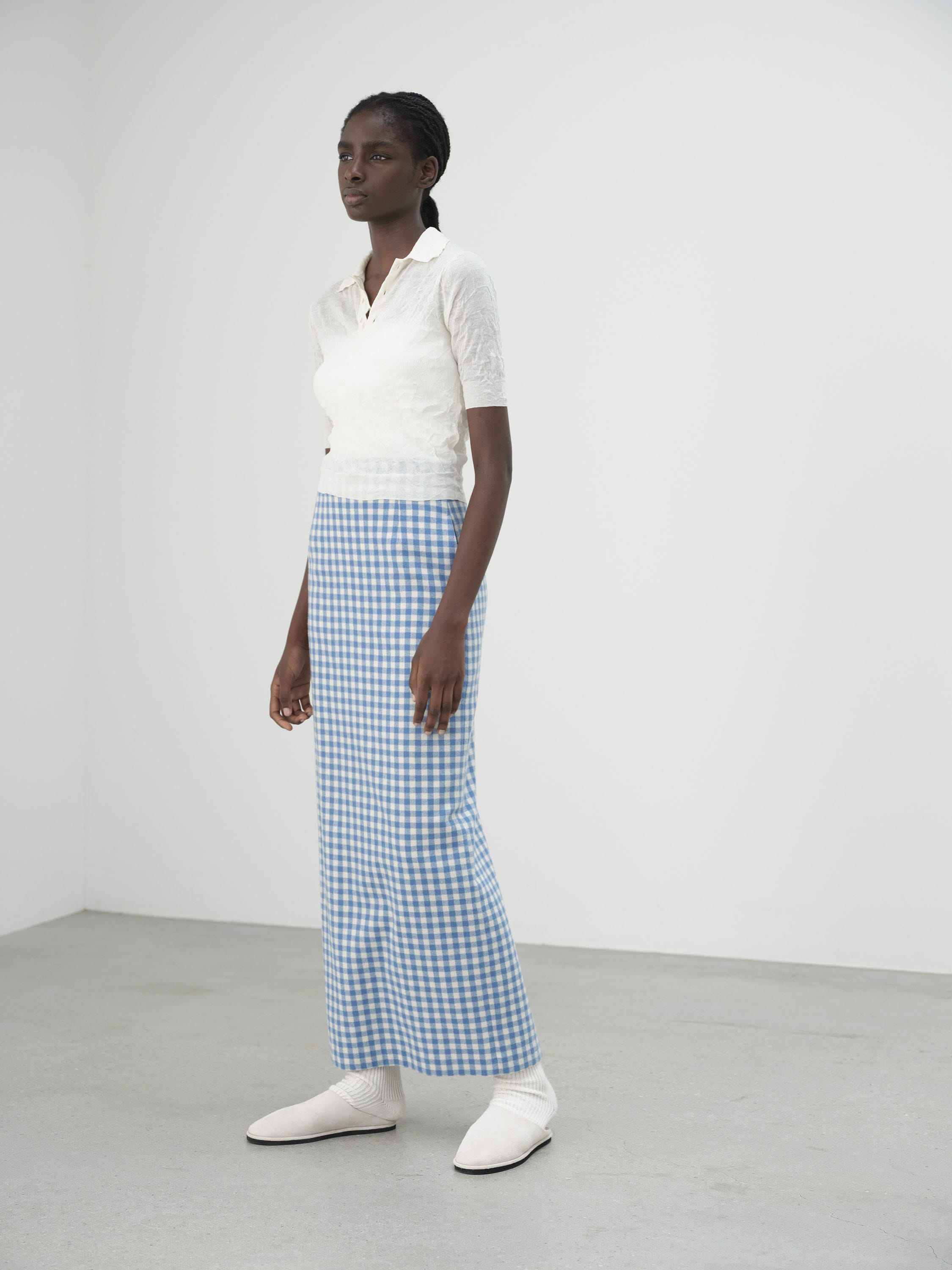 AIRY SMOOTH CASHMERE SKIRT 詳細画像 LIGHT BLUE GINGHAM CHECK 4