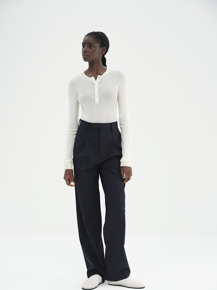 WOOL KID MOHAIR HOP SACK ONE-TUCK SLACKS - AURALEE Official