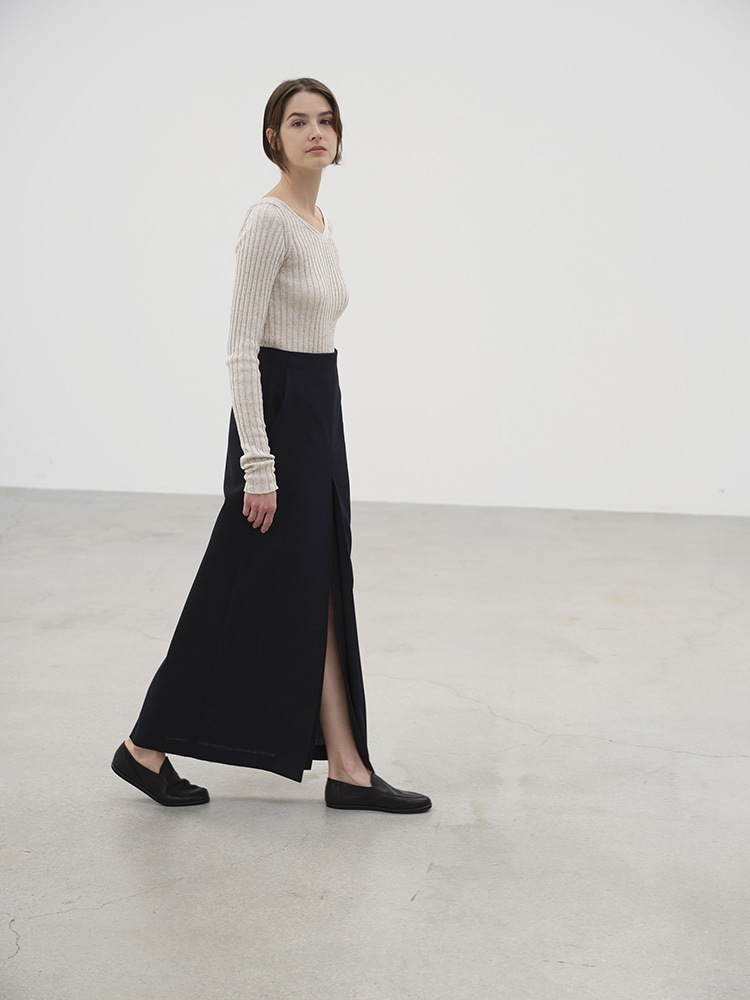 WOOL KID MOHAIR HOP SACK SLIT SKIRT