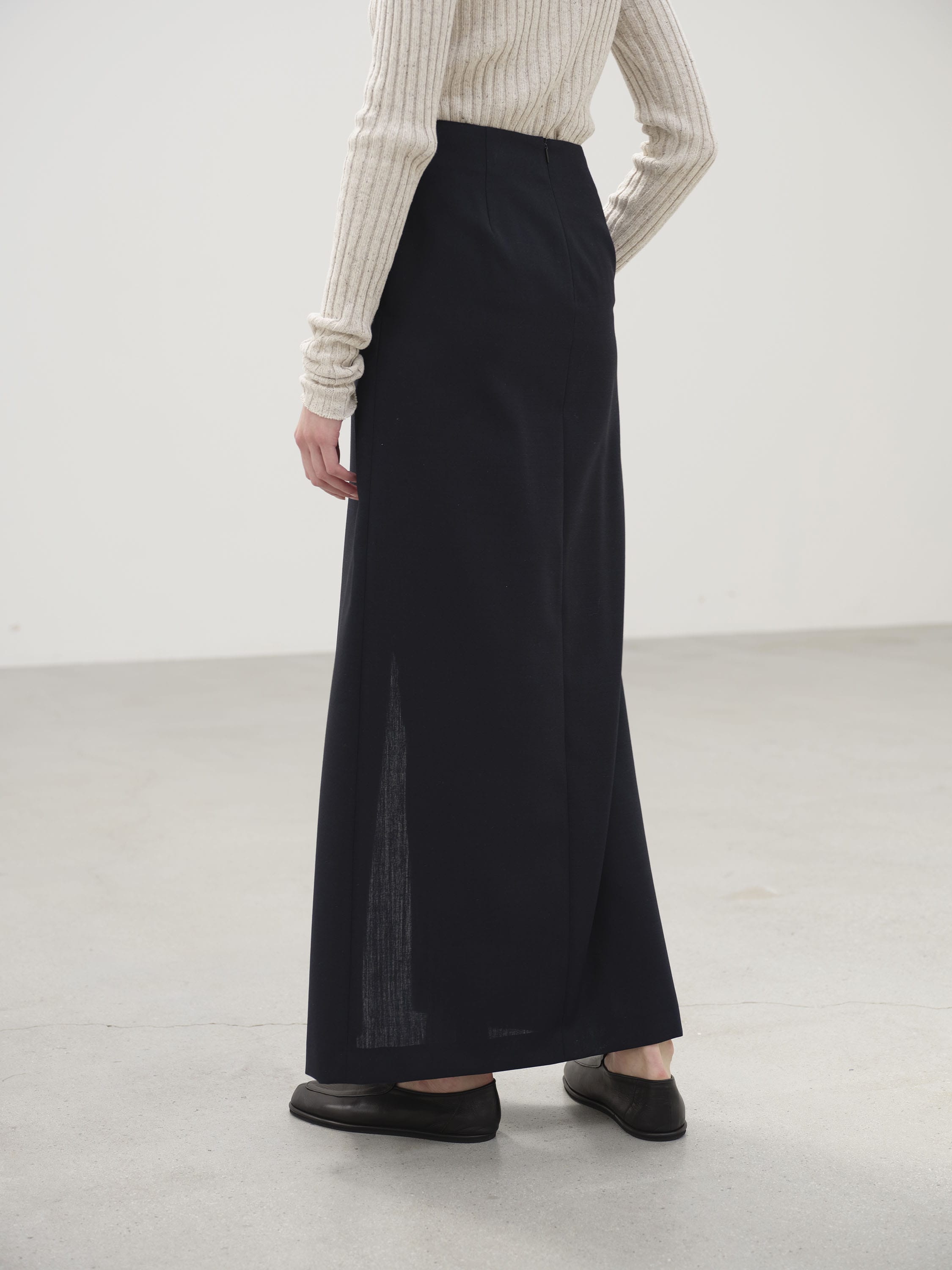 WOOL KID MOHAIR HOP SACK SLIT SKIRT 詳細画像 DARK NAVY 5