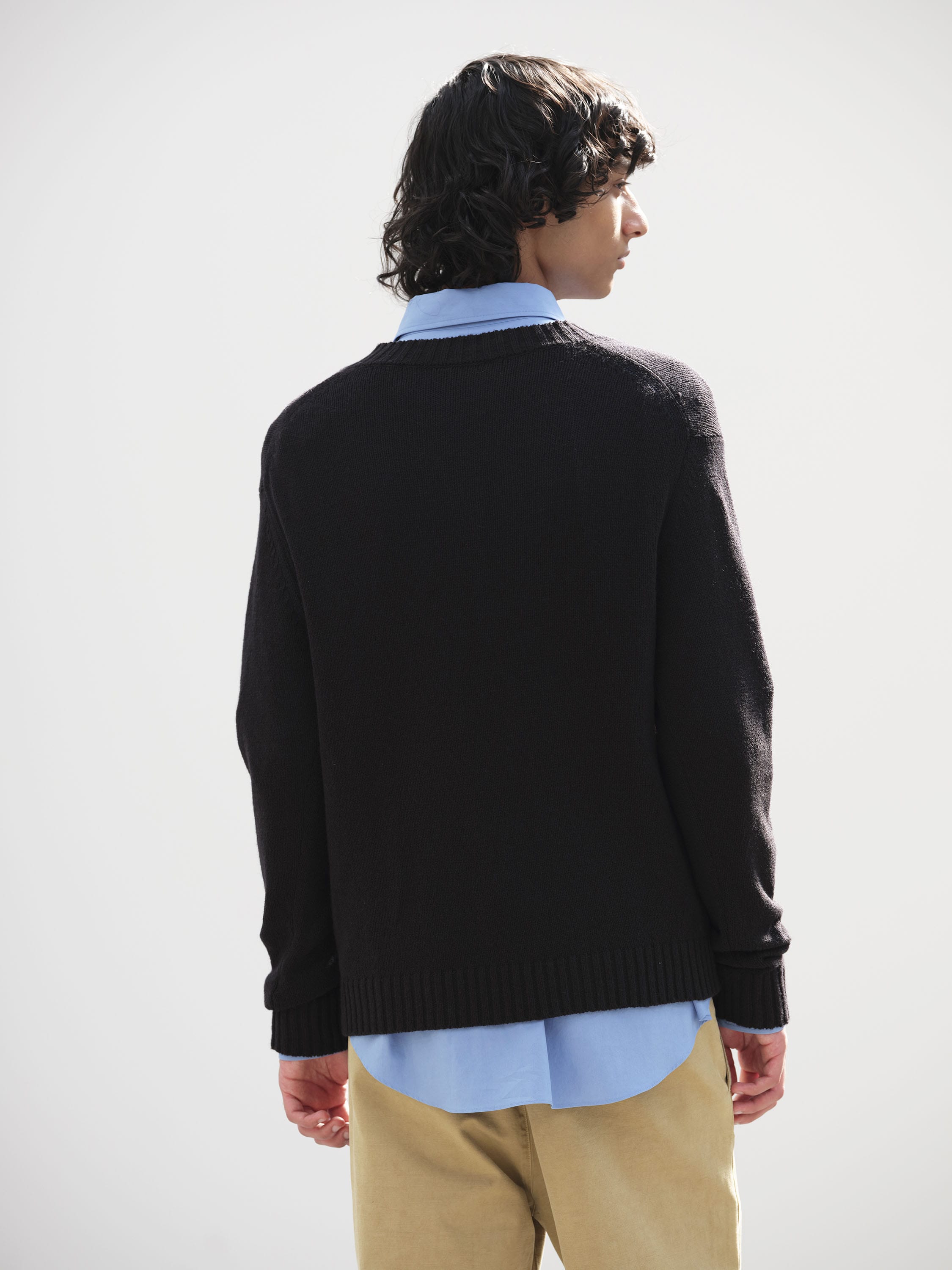 SUMMER CASHMERE KNIT V-NECK P/O 詳細画像 BLACK 4