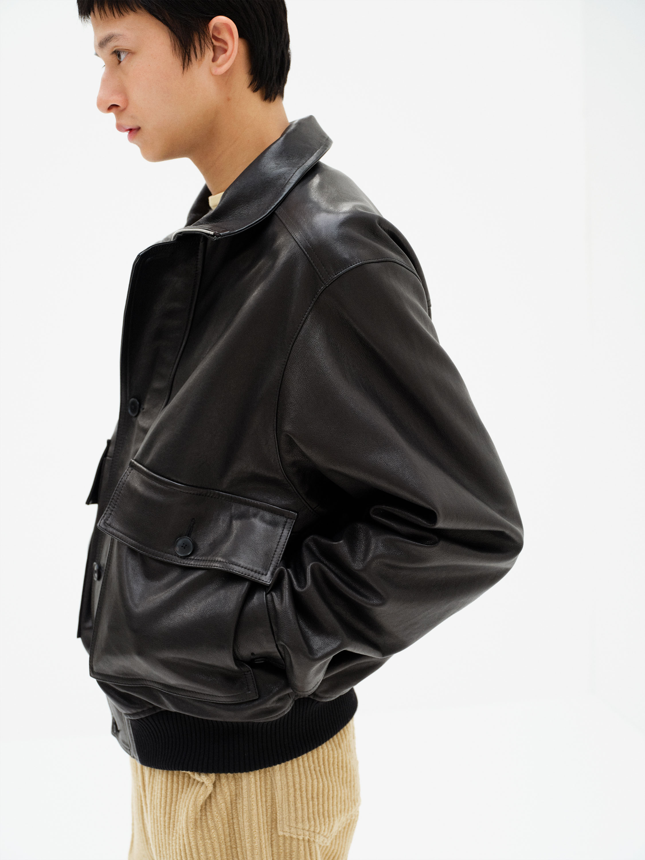 TEXTURED LAMB LEATHER BLOUSON 詳細画像 BLACK 1
