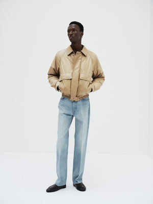 FINE CALF LEATHER DOWN BLOUSON