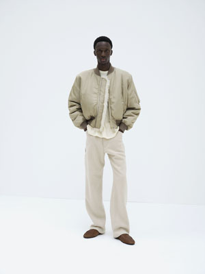 SILK TWILL FLIGHT BLOUSON / MERINO MOUTON LINING
