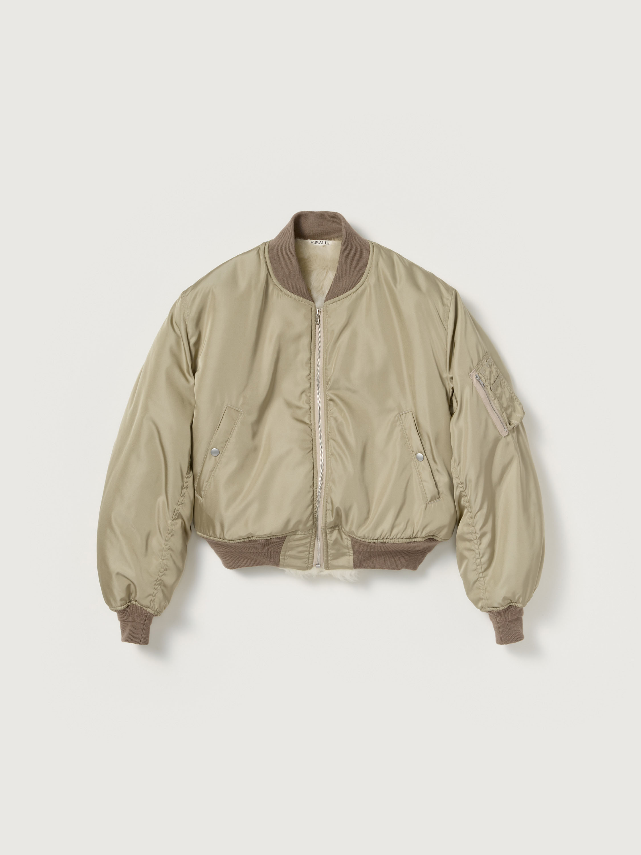SILK TWILL FLIGHT BLOUSON / MERINO MOUTON LINING 詳細画像 LIGHT KHAKI &times; IVORY BEIGE 5