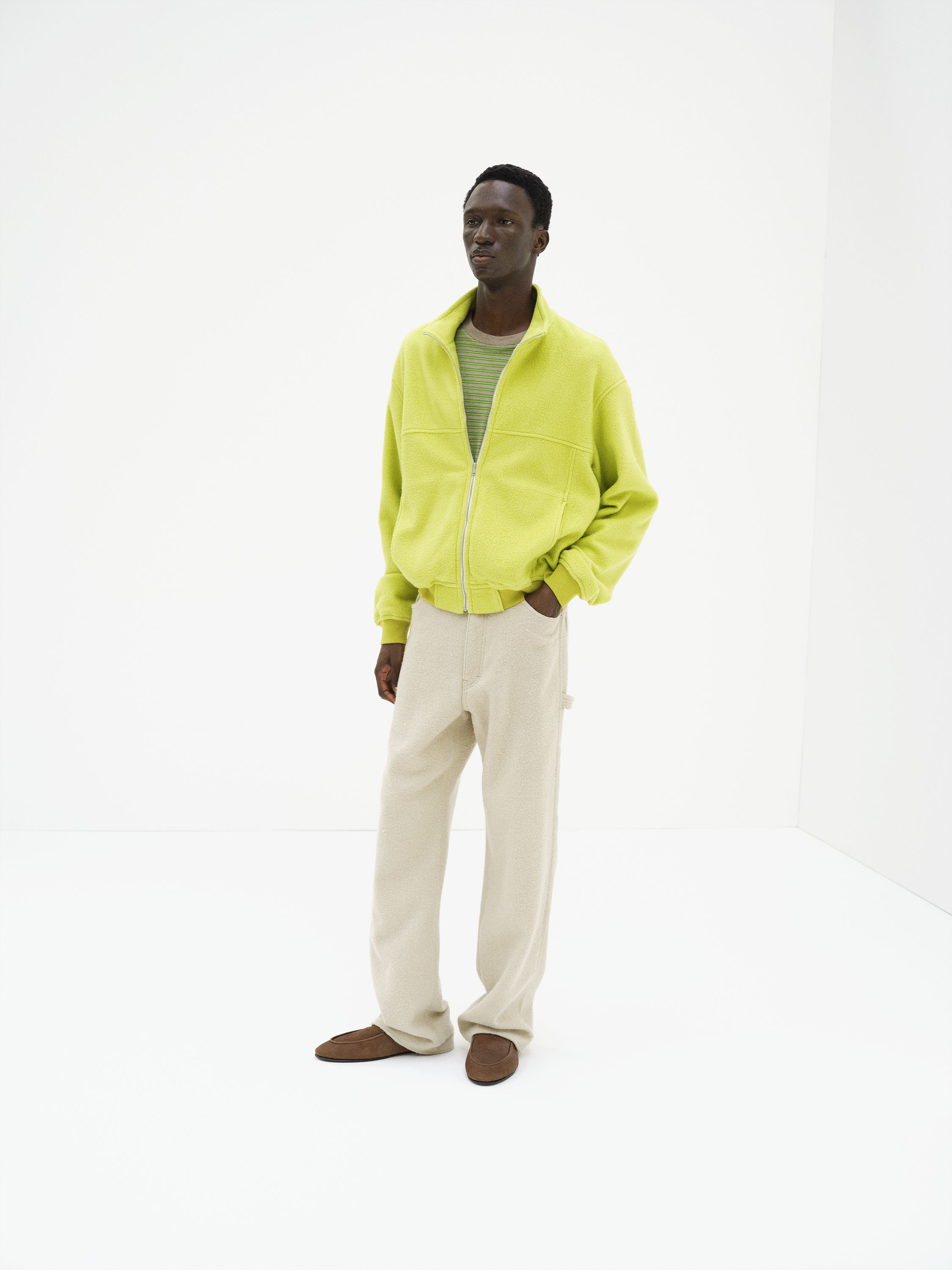 PURE SILK COMFORT FLEECE ZIP BLOUSON 詳細画像 LIME YELLOW 1