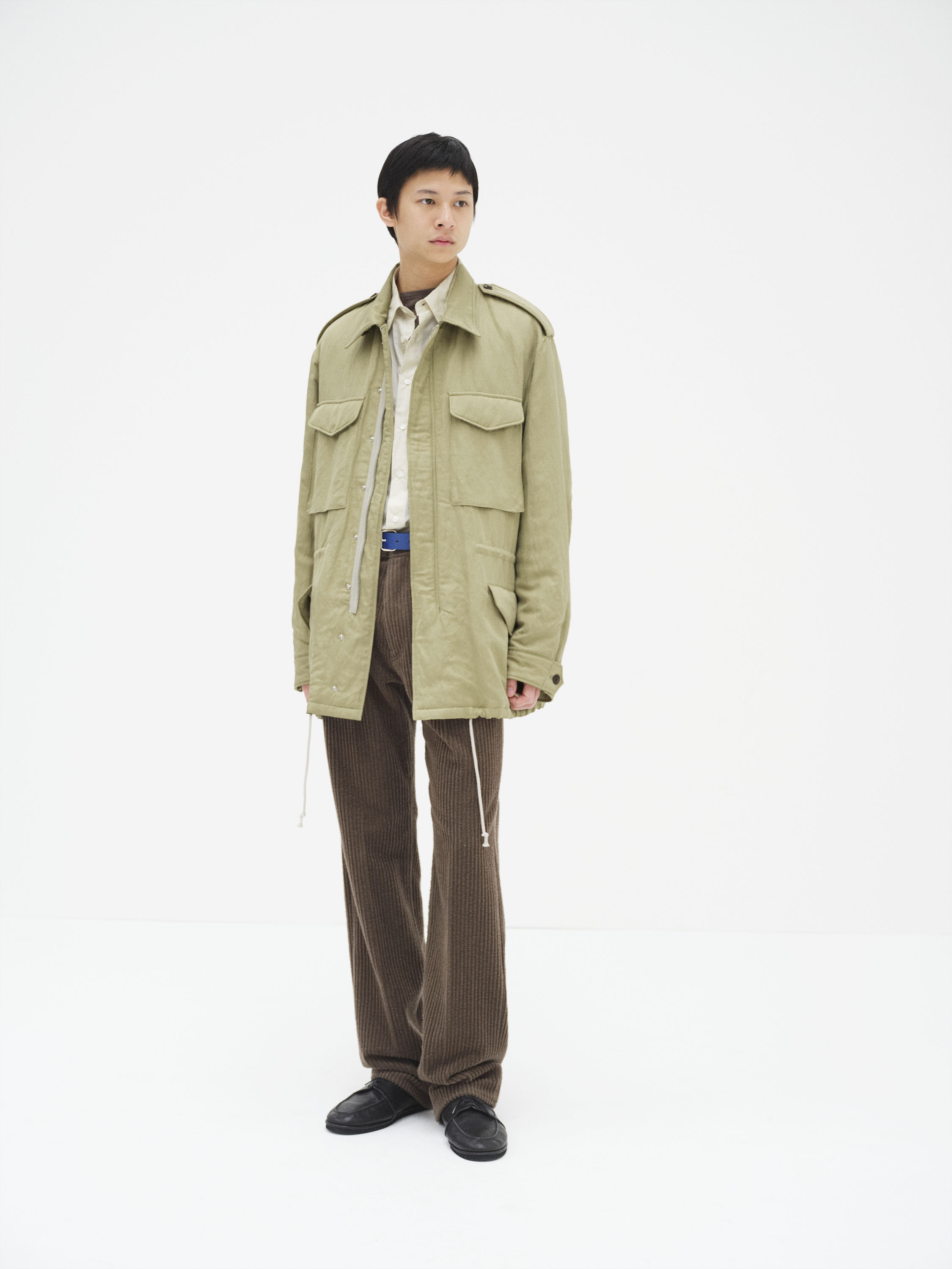 BRUSHED SILK LINEN SATIN PADDED MILITARY BLOUSON 詳細画像 LIGHT KHAKI 3