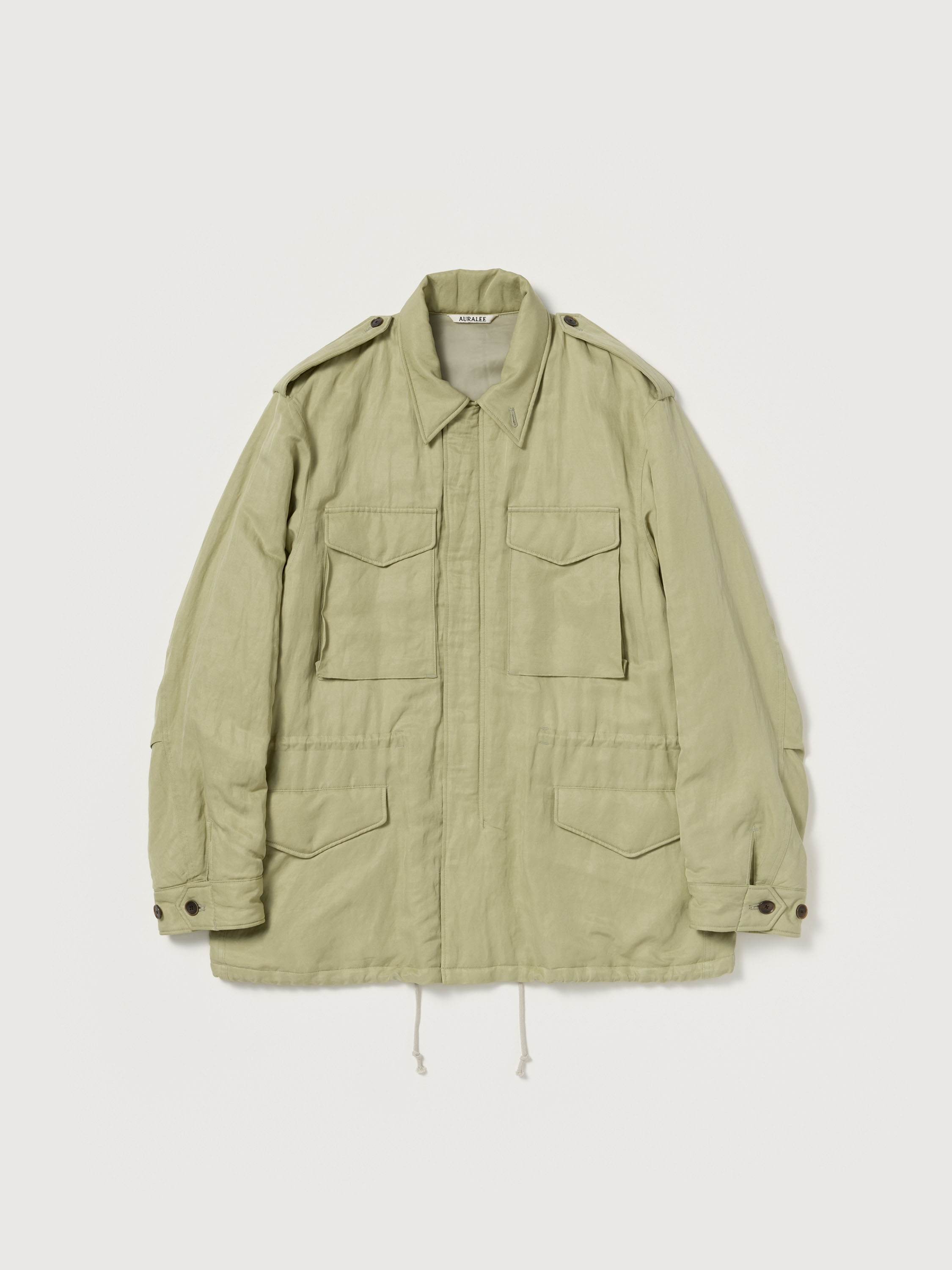 BRUSHED SILK LINEN SATIN PADDED MILITARY BLOUSON 詳細画像 LIGHT KHAKI 5