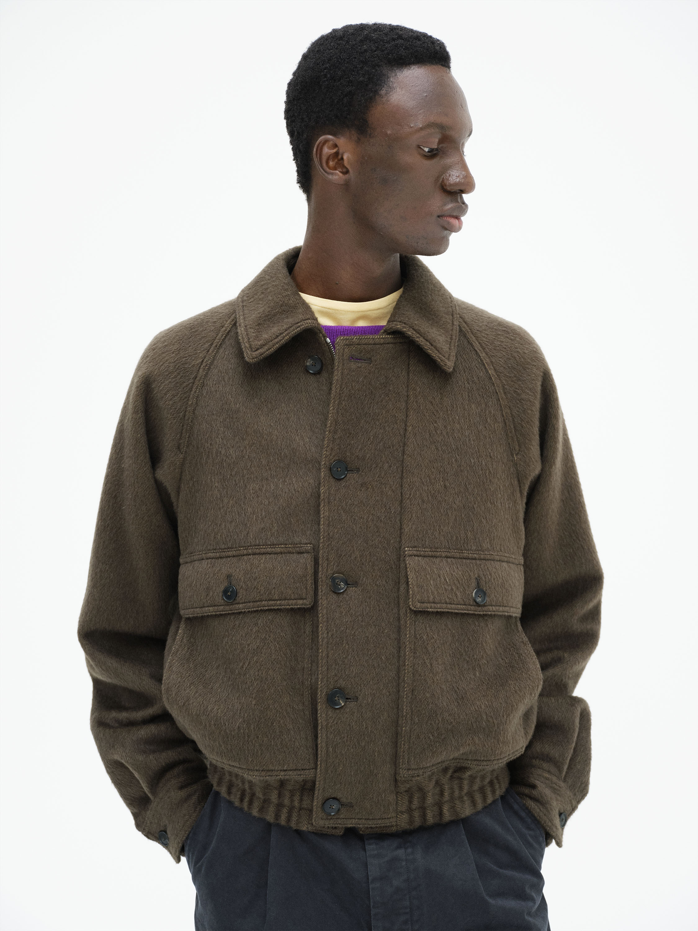 HAIRY WOOL MOHAIR CHAMBRAY BLOUSON 詳細画像 BROWN 2