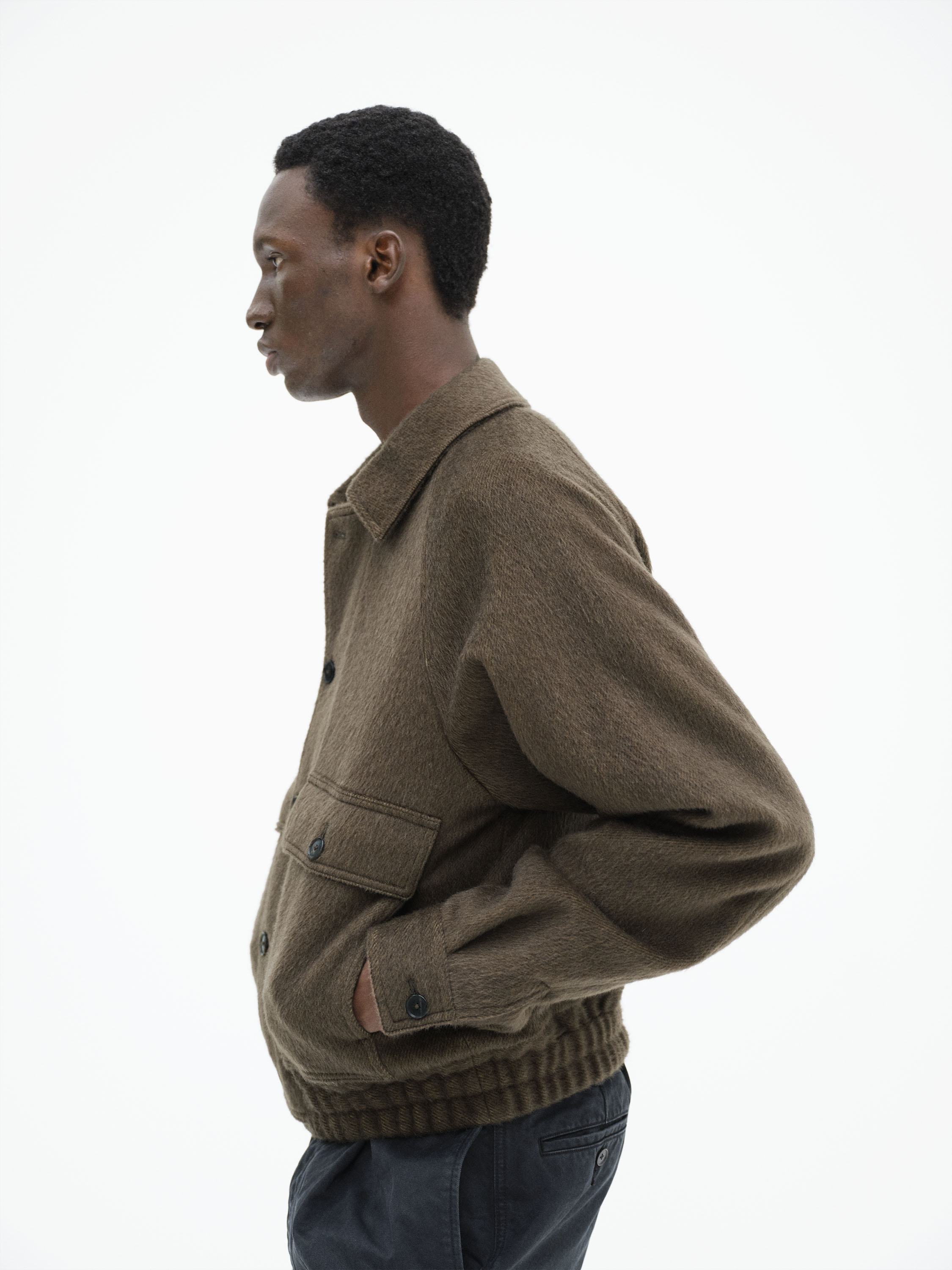 HAIRY WOOL MOHAIR CHAMBRAY BLOUSON 詳細画像 BROWN 3