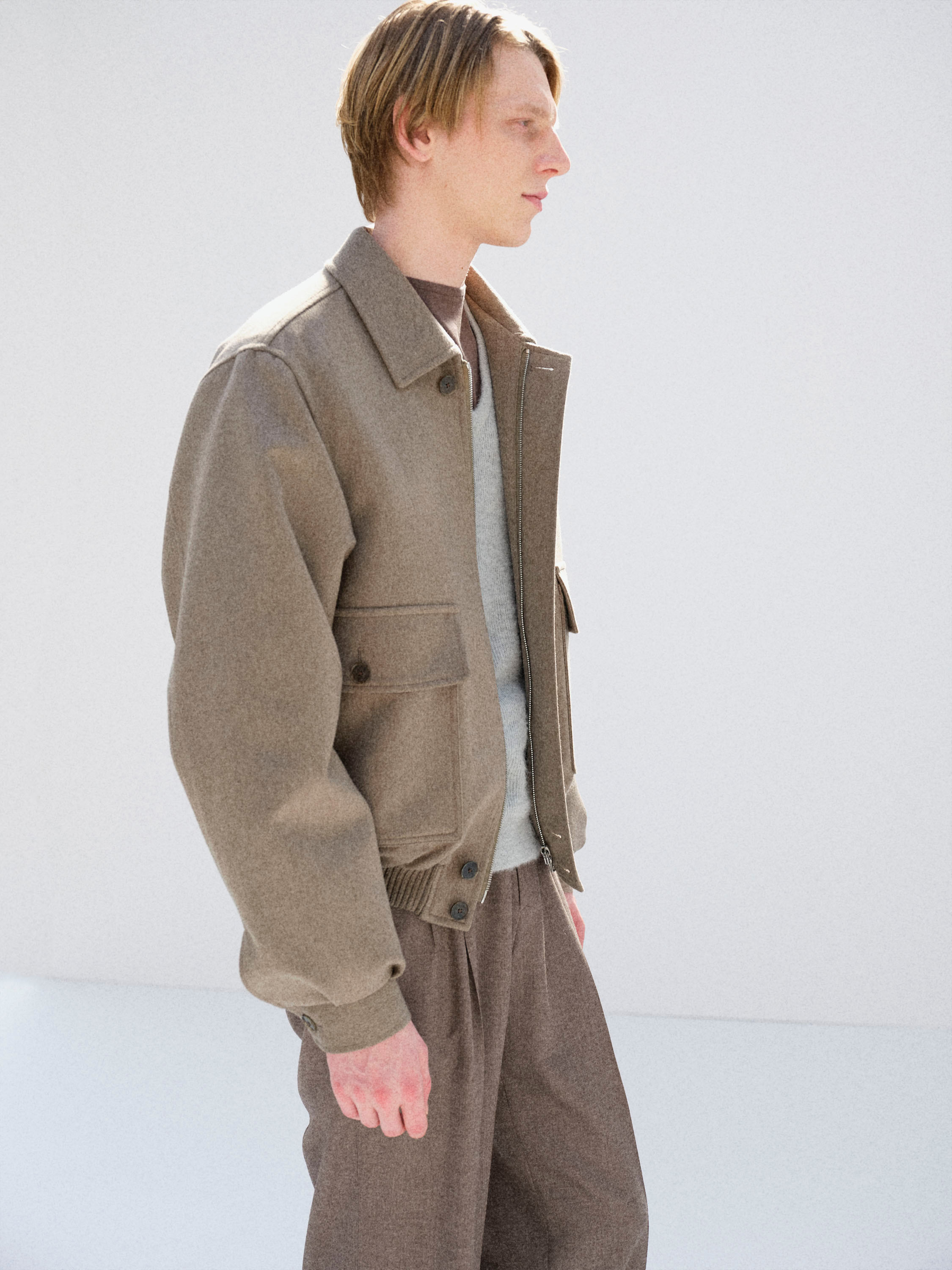CASHMERE MOLESKIN ZIP BLOUSON 詳細画像 TOP BROWN BEIGE 3