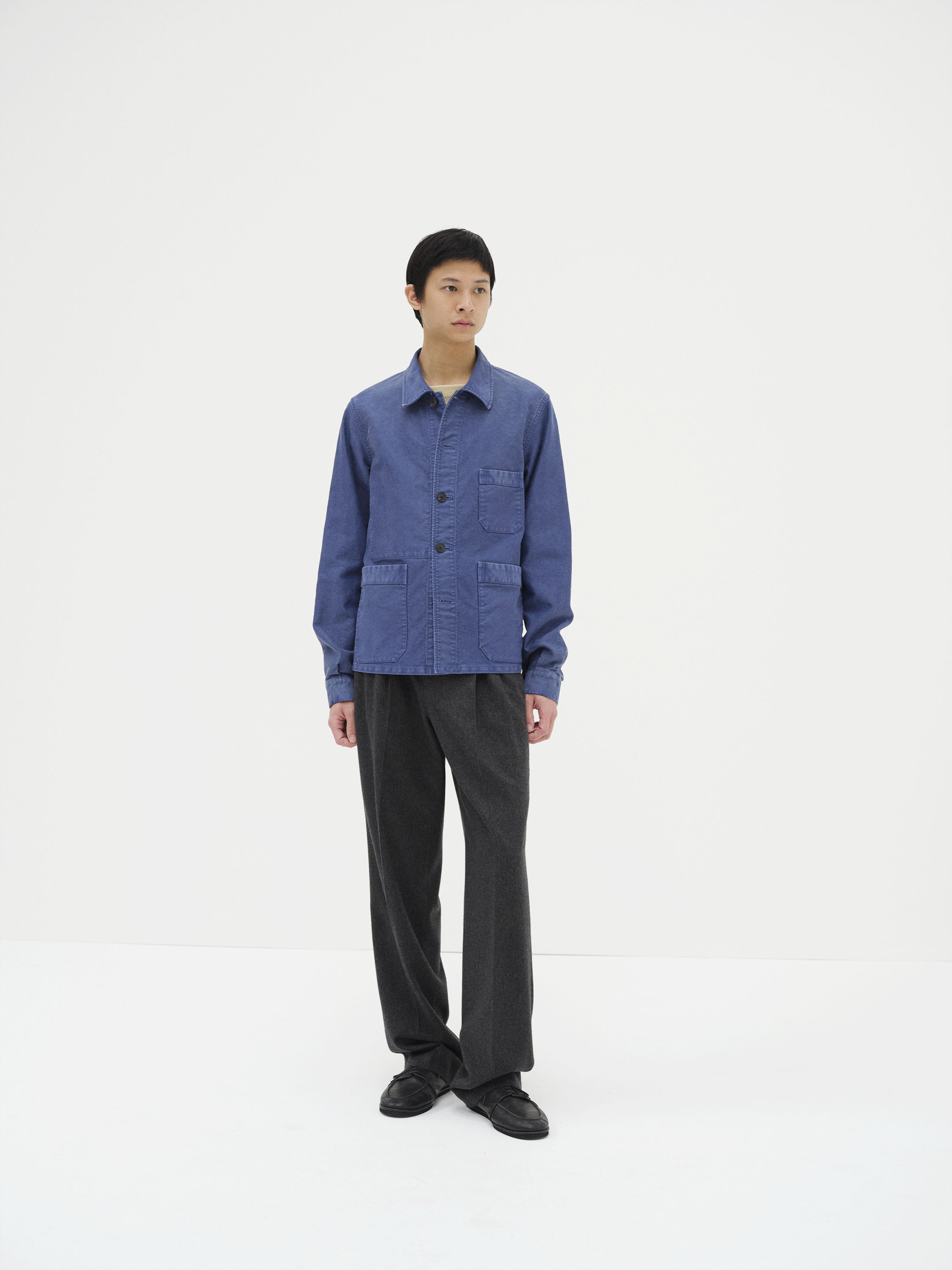 GARMENT-DYED ORGANIC COTTON HEAVY MOLESKIN COVERALL 詳細画像 FADED NAVY 1