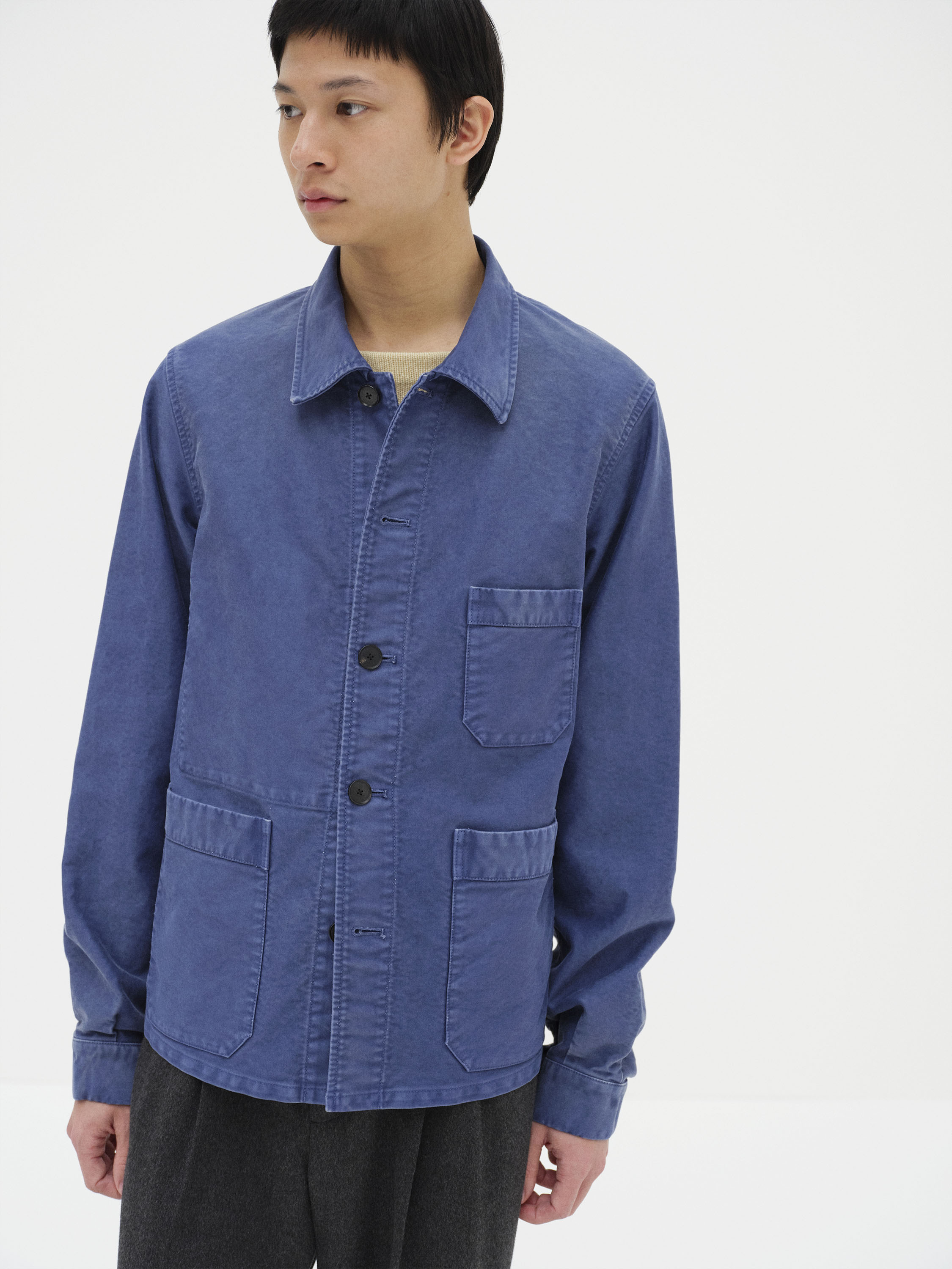 GARMENT-DYED ORGANIC COTTON HEAVY MOLESKIN COVERALL 詳細画像 FADED NAVY 3