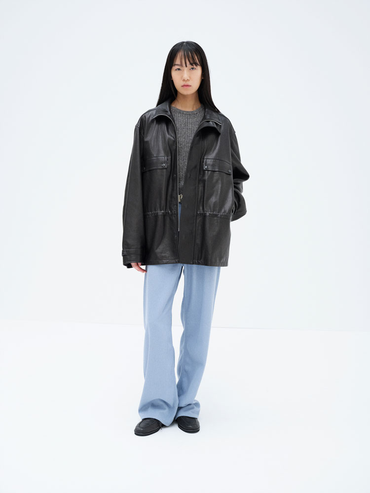 TEXTURED LAMB LEATHER BLOUSON