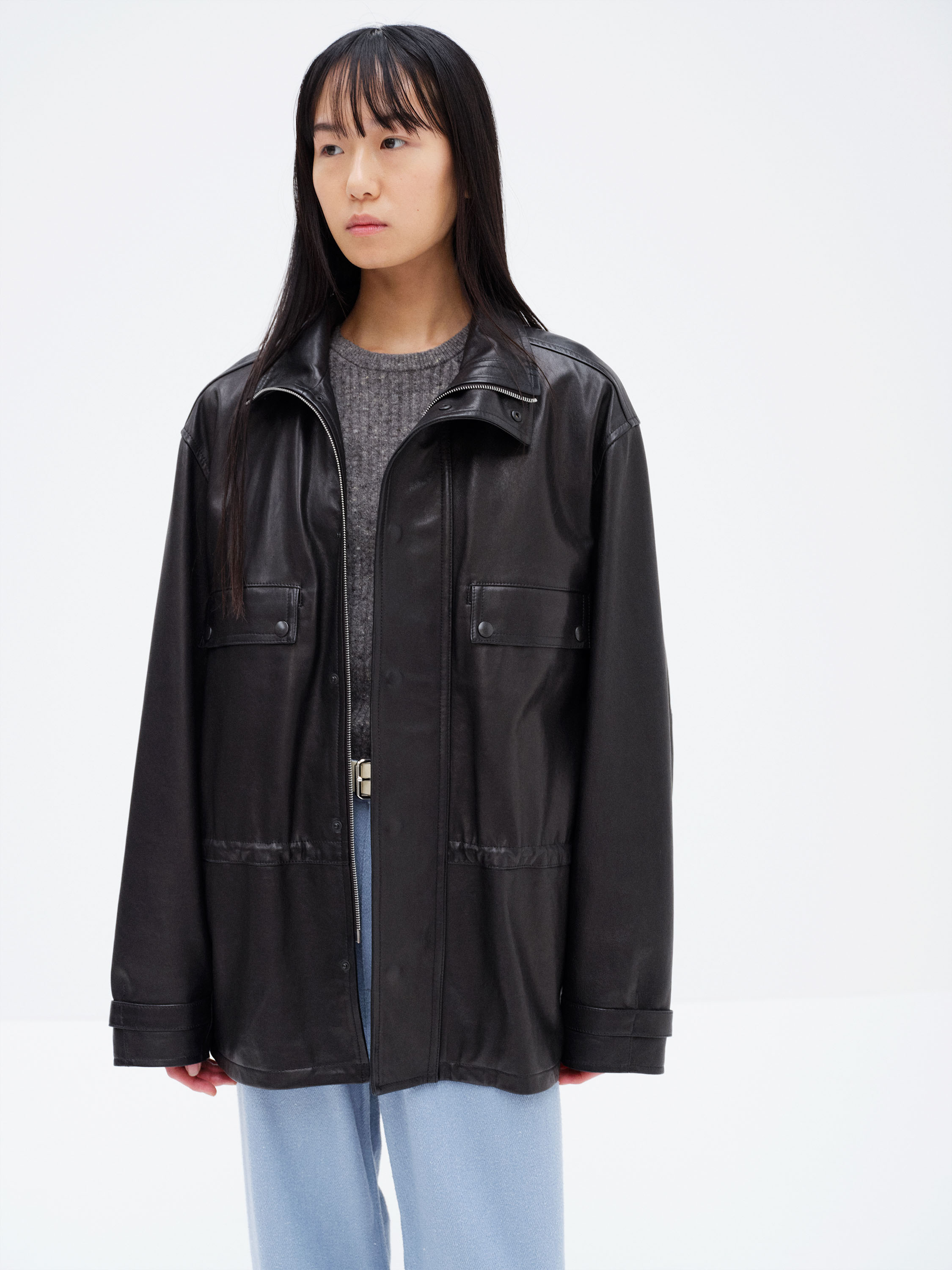 TEXTURED LAMB LEATHER BLOUSON - AURALEE Official Website