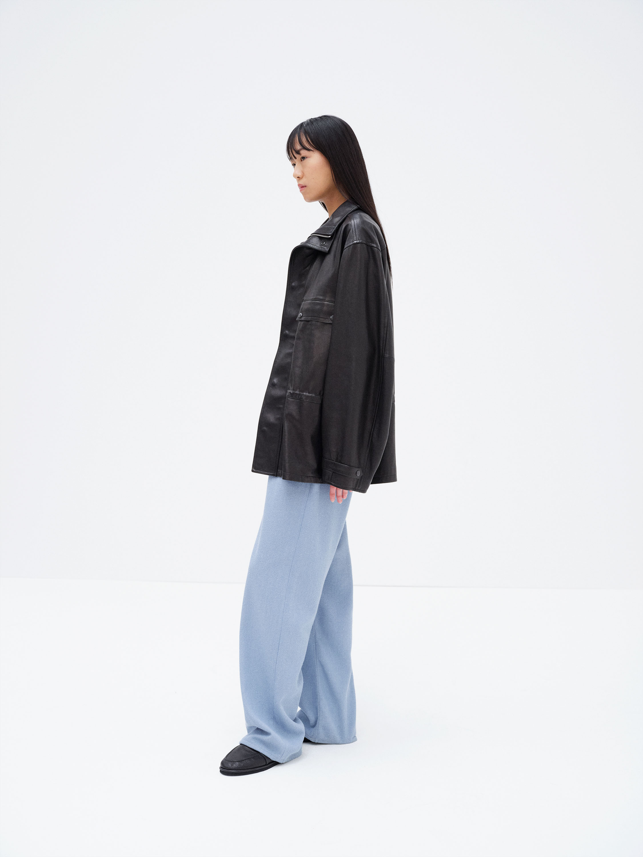 TEXTURED LAMB LEATHER BLOUSON 詳細画像 BLACK 3