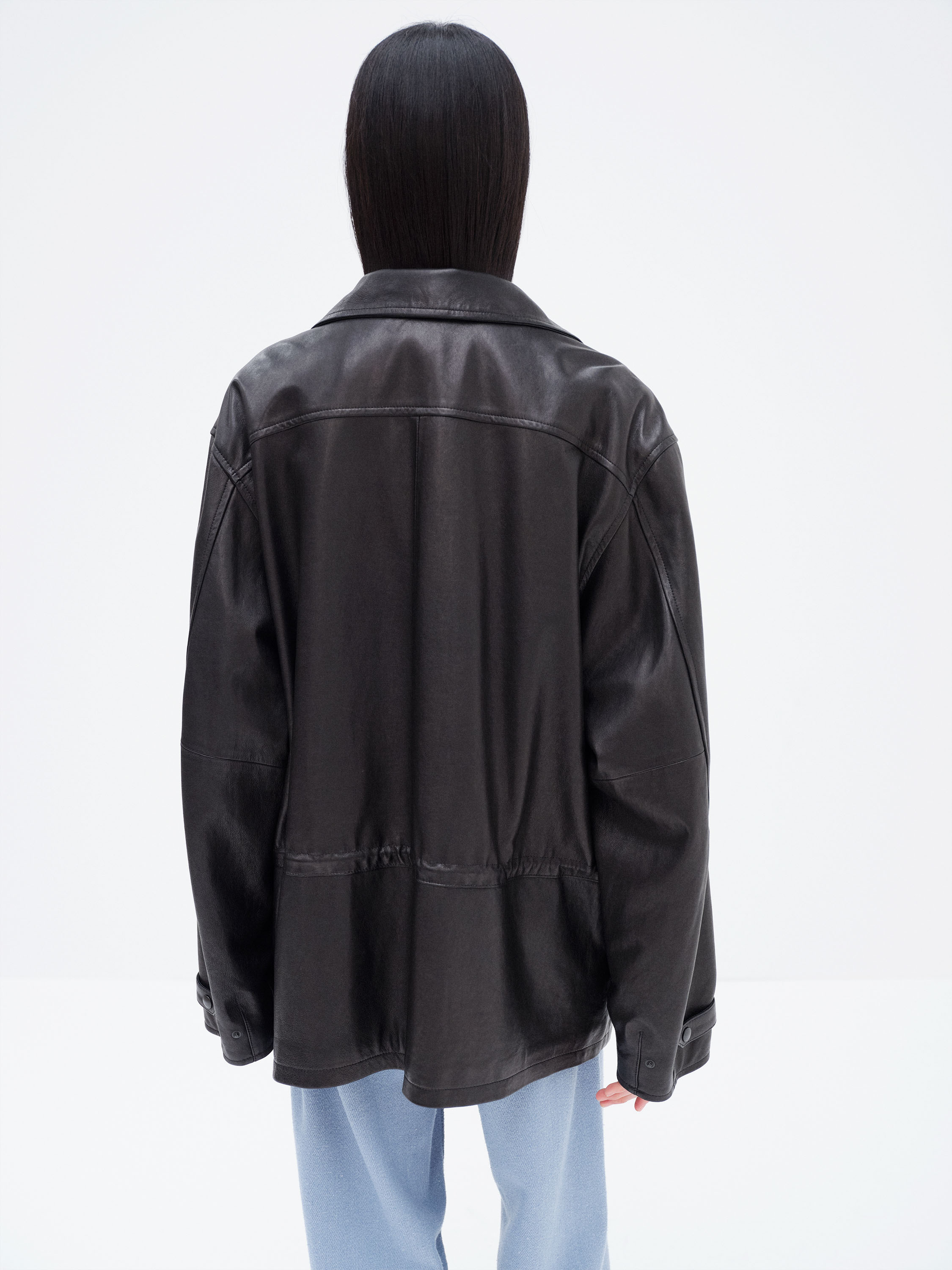 TEXTURED LAMB LEATHER BLOUSON 詳細画像 BLACK 5