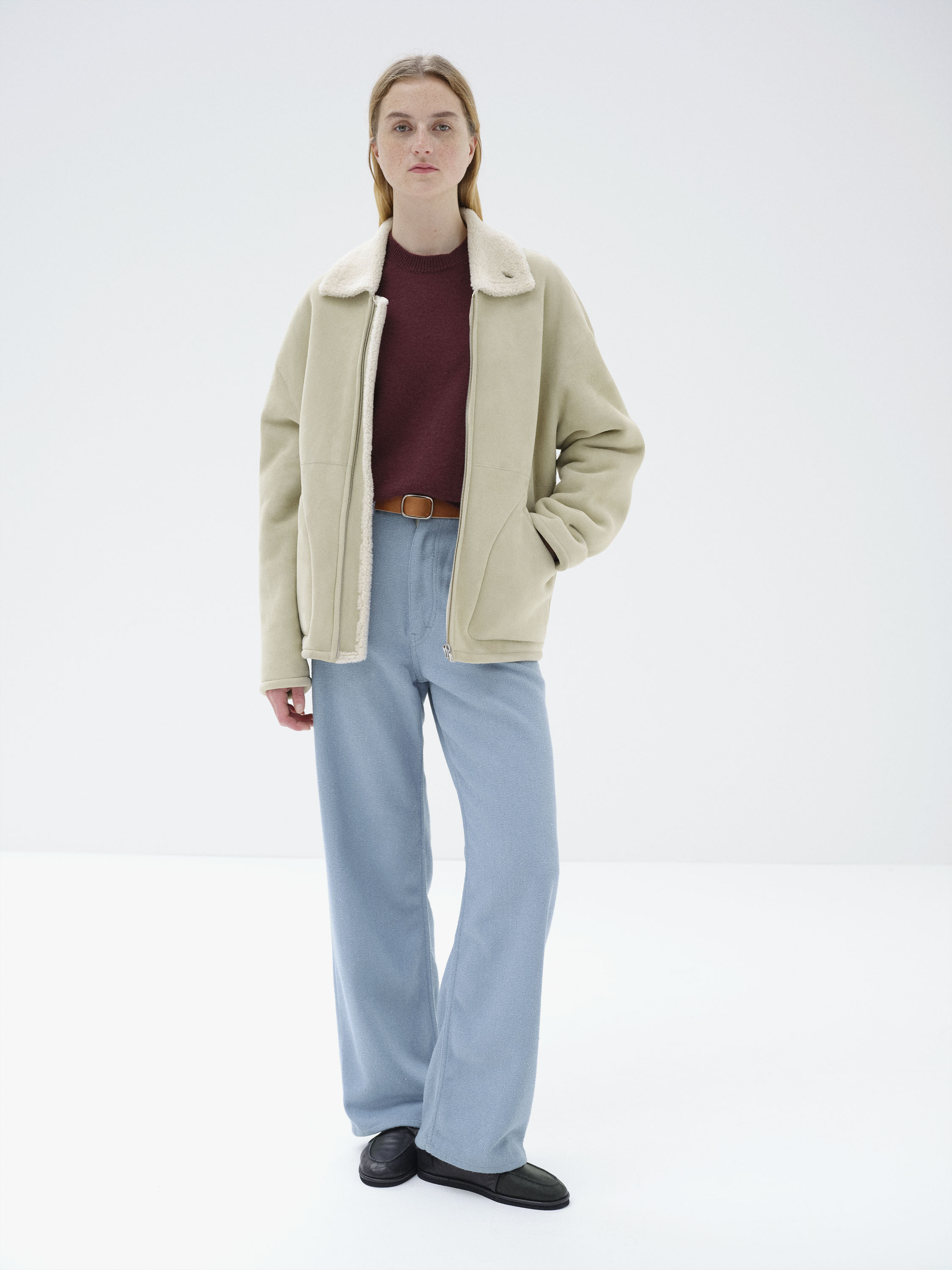 MERINO MOUTON ZIP BLOUSON 詳細画像 IVORY LIME 3