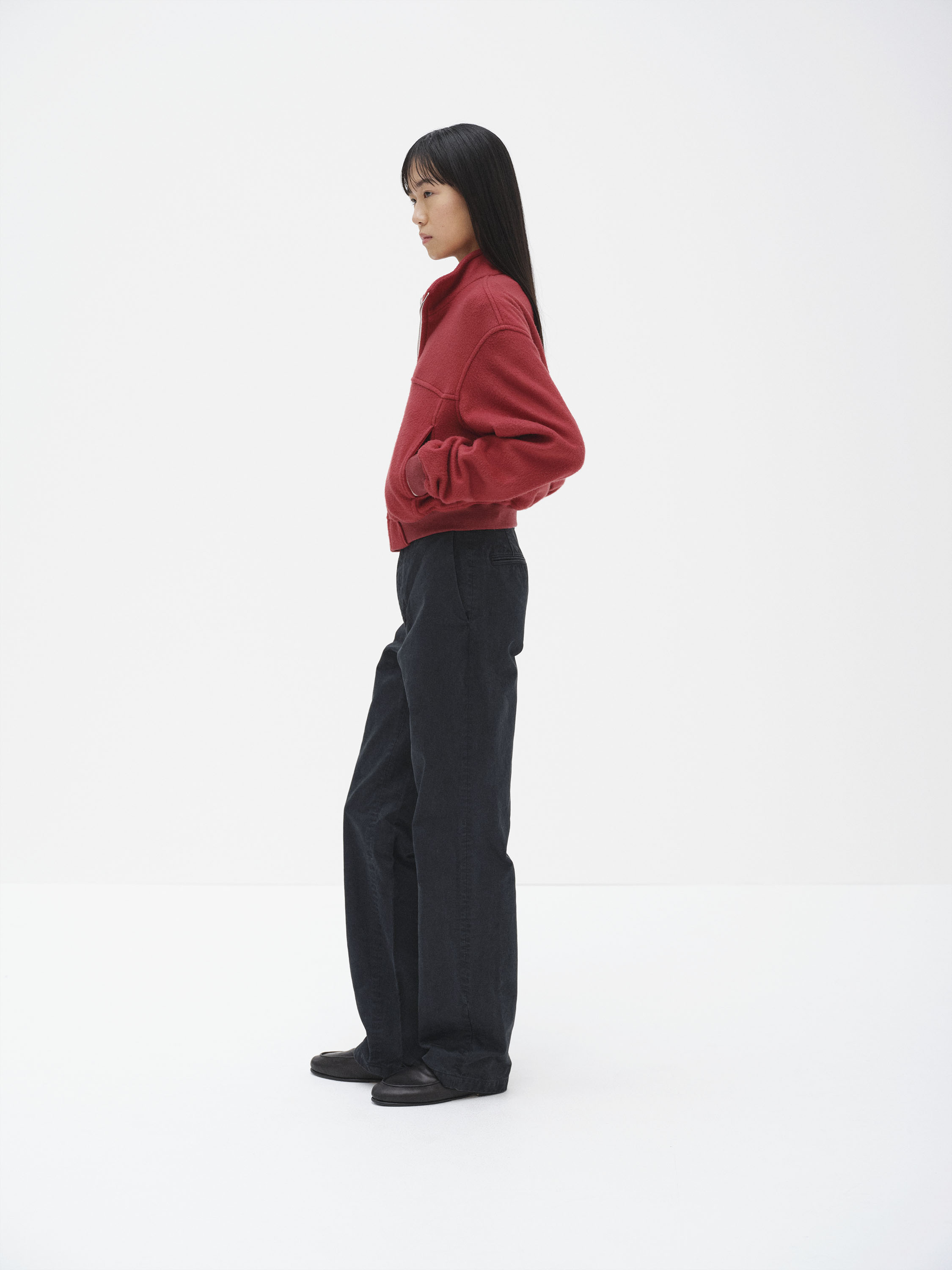PURE SILK COMFORT FLEECE ZIP BLOUSON 詳細画像 RED 3