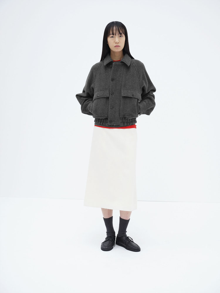 HAIRY WOOL MOHAIR CHAMBRAY BLOUSON