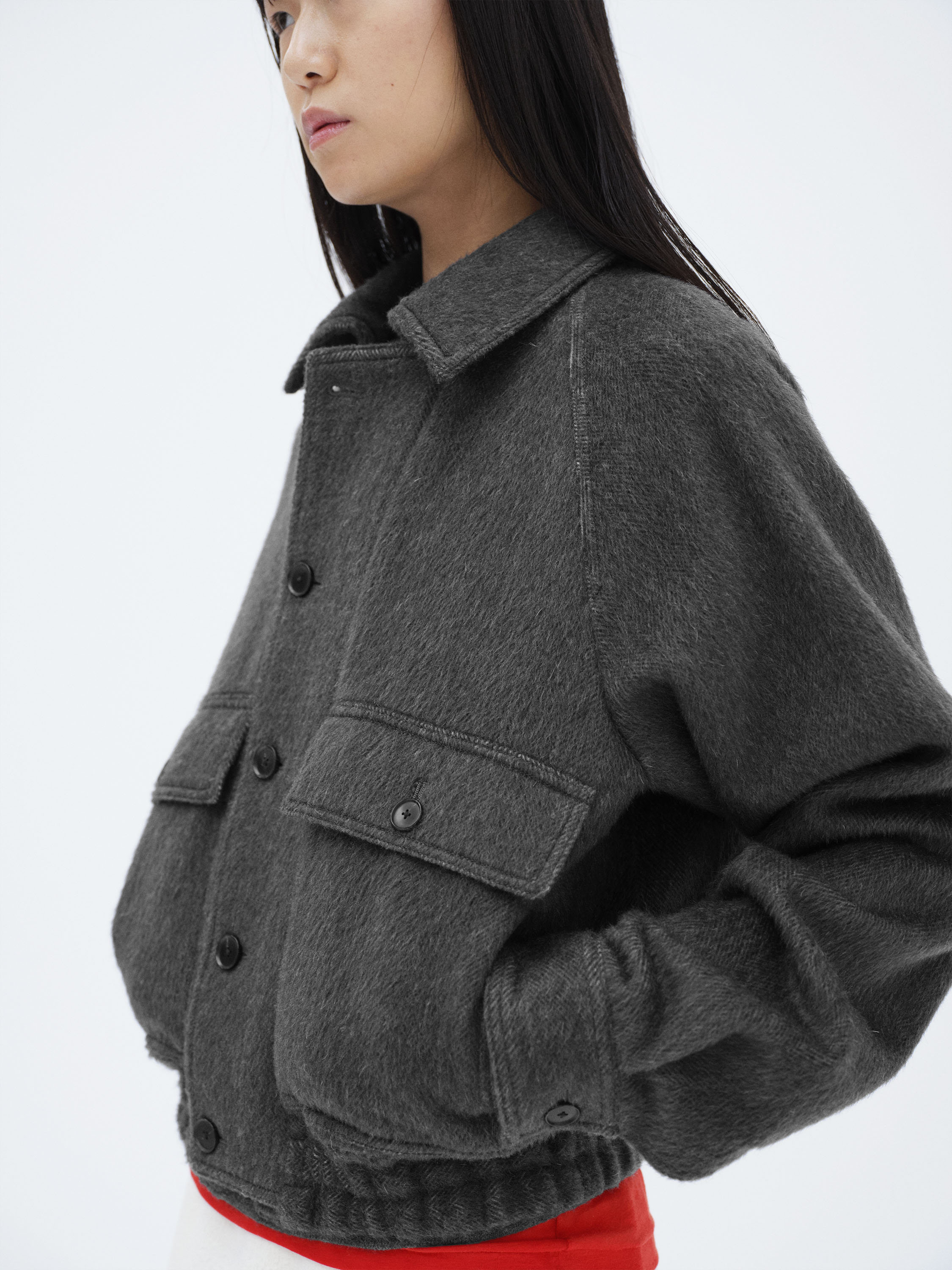 HAIRY WOOL MOHAIR CHAMBRAY BLOUSON 詳細画像 DARK GRAY 2