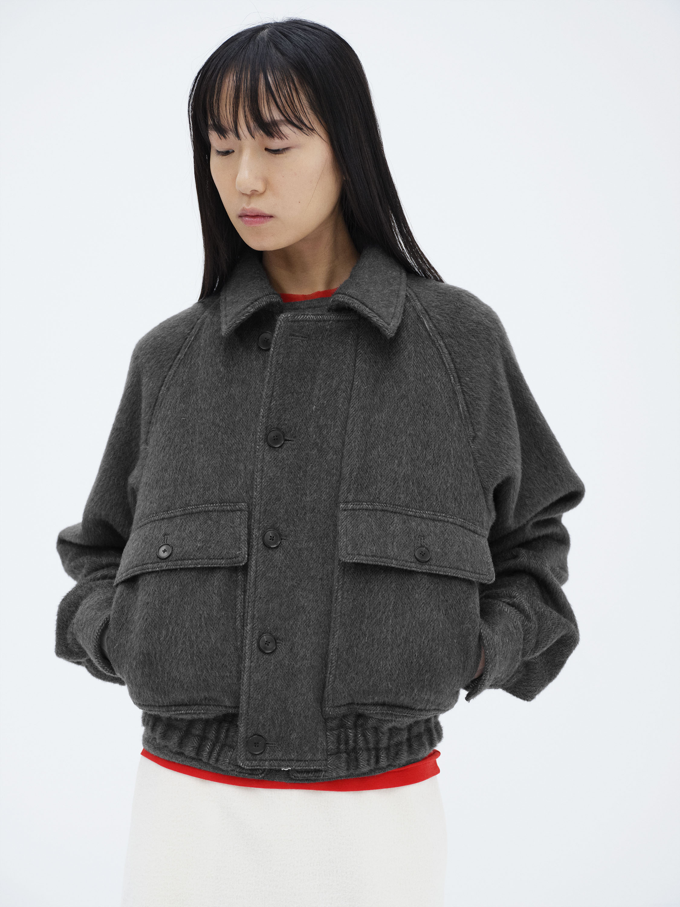 HAIRY WOOL MOHAIR CHAMBRAY BLOUSON 詳細画像 DARK GRAY 4
