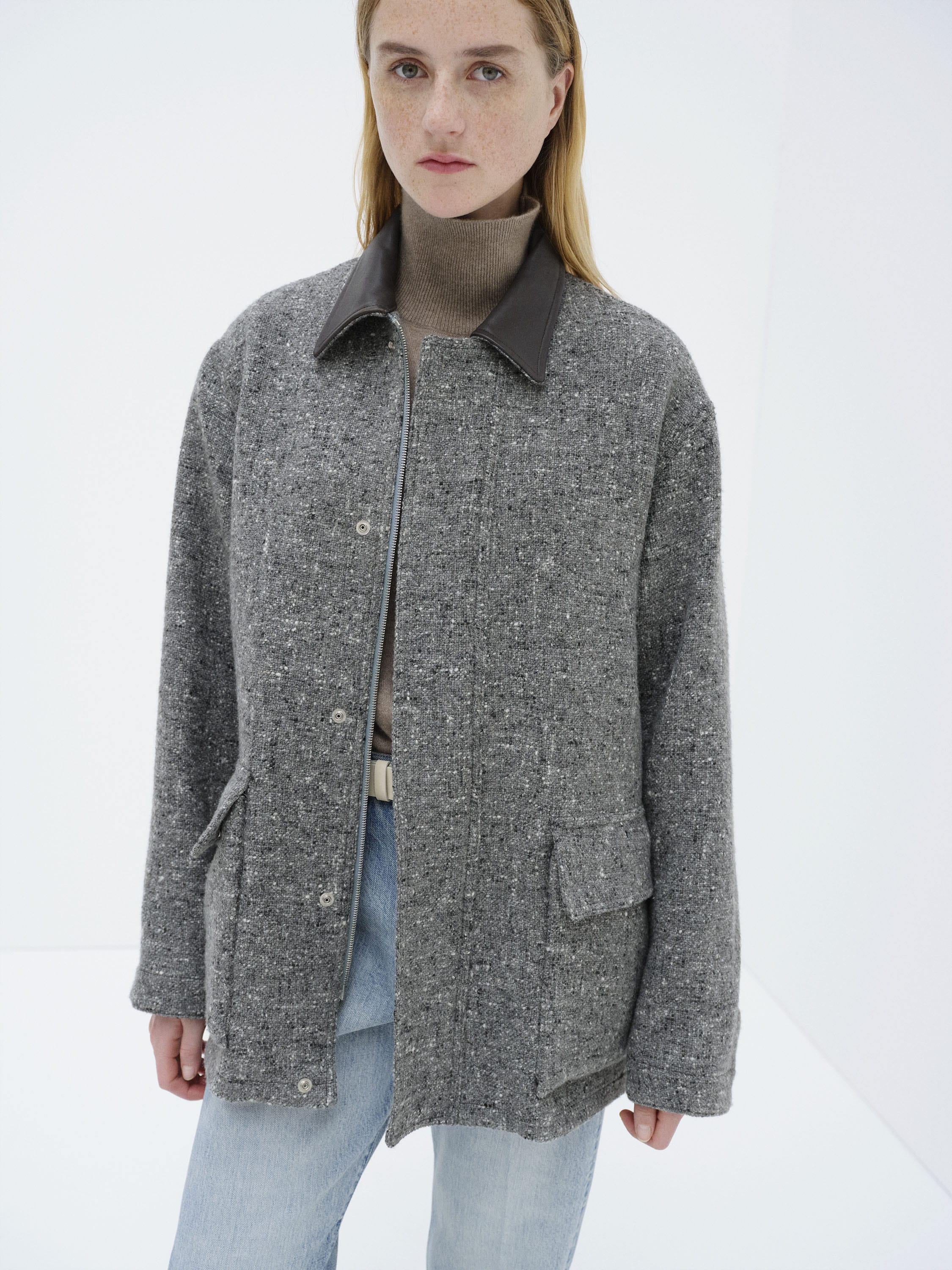 HOMESPUN TWEED ZIP BLOUSON 詳細画像 MIX GRAY 4