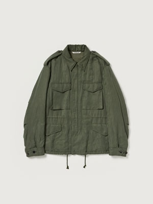 BRUSHED SILK LINEN SATIN PADDED MILITARY BLOUSON
