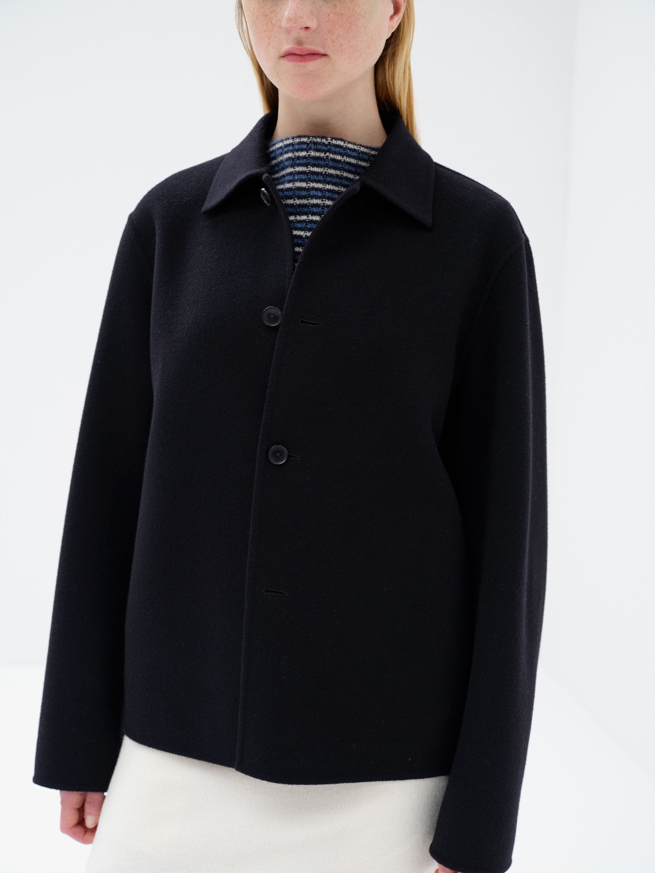 SUPER FINE WOOL MELTON HAND SEWN BLOUSON 詳細画像 BLACK 3