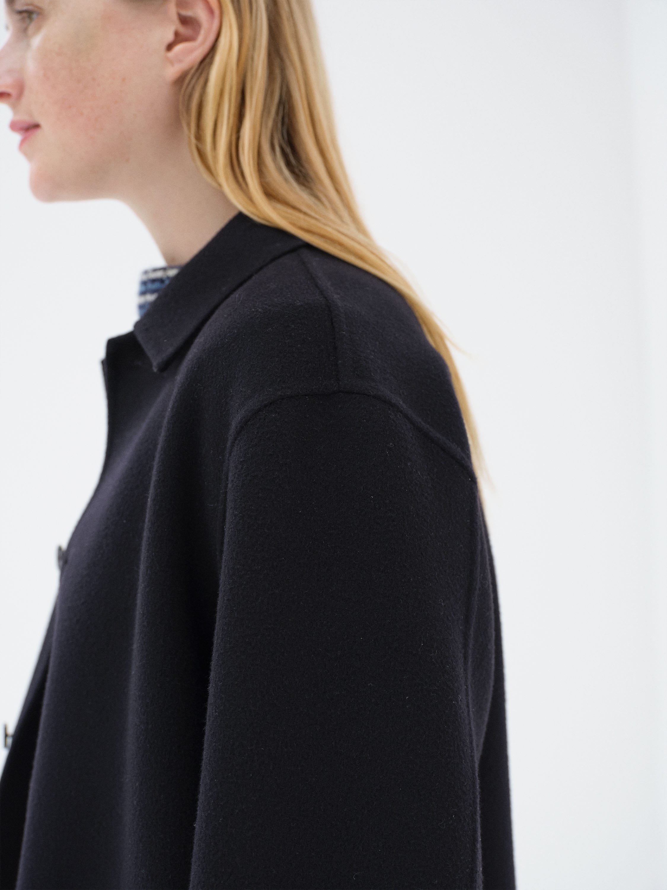 SUPER FINE WOOL MELTON HAND SEWN BLOUSON 詳細画像 BLACK 4