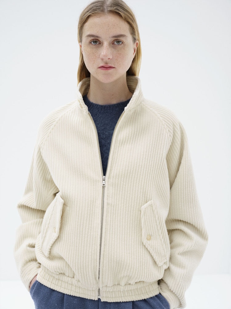WOOL CASHMERE CORDUROY ZIP BLOUSON