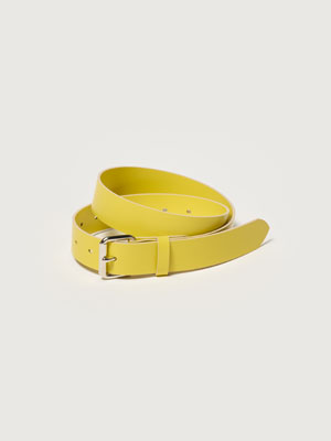 GLAZED LEATHER ROLLER BUCKLE BELT