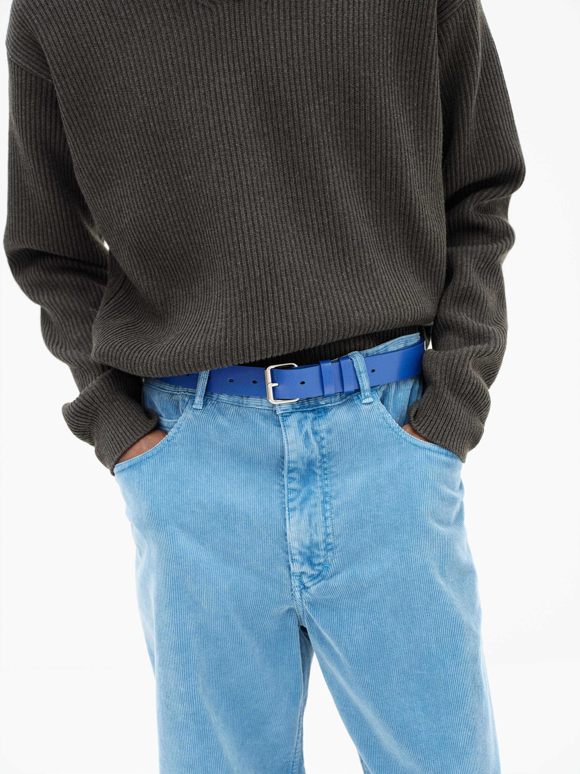 GLAZED LEATHER ROLLER BUCKLE BELT 詳細画像 ROYAL BLUE 2