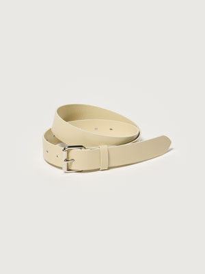 GLAZED LEATHER ROLLER BUCKLE BELT