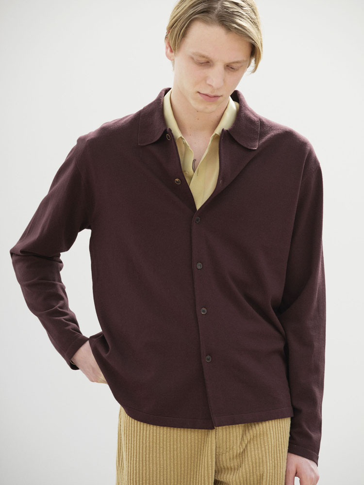 HIGH TWIST WOOL KNIT SHIRT CARDIGAN
